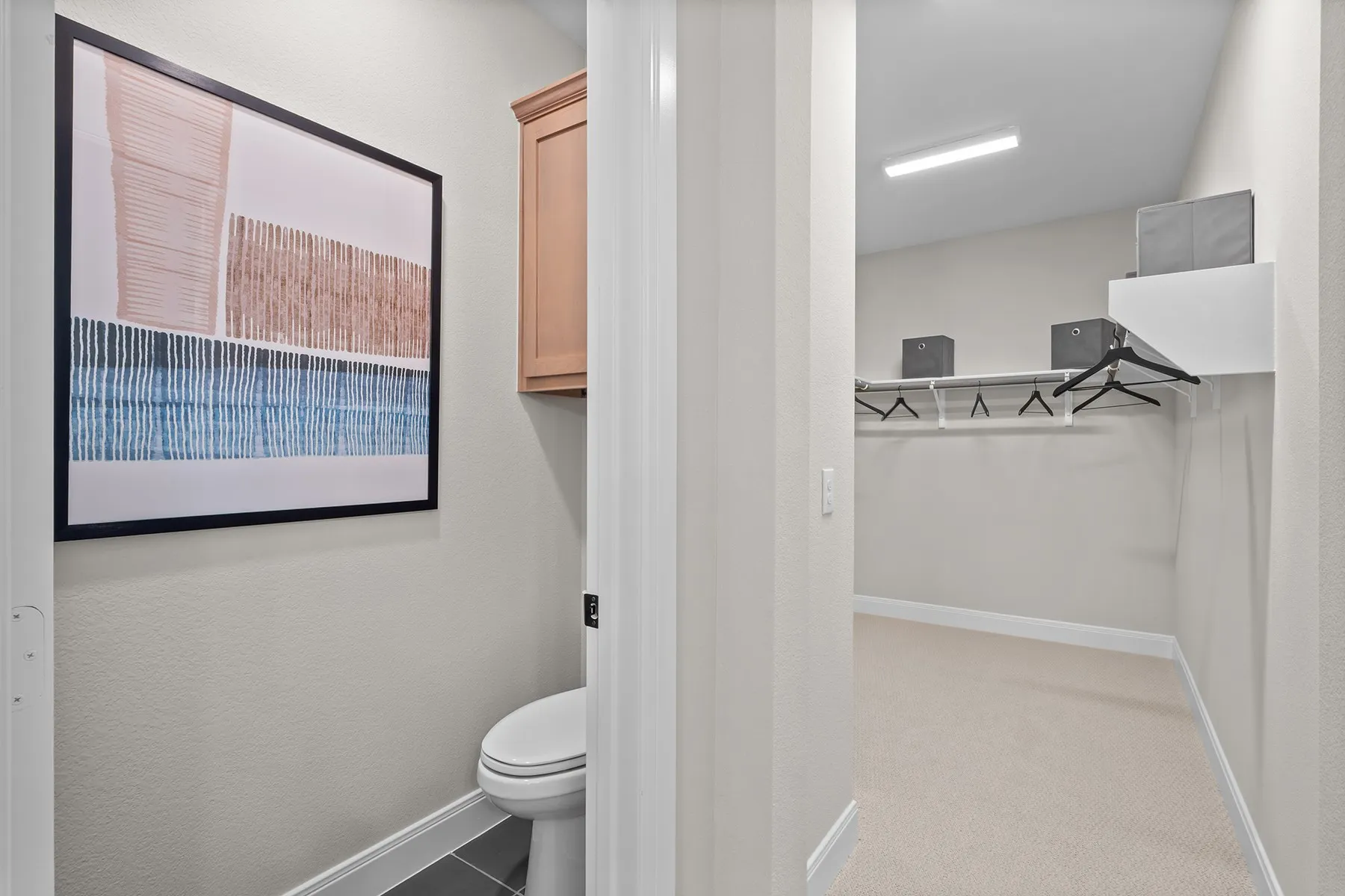 Bathroom featuring a walk in closet and baseboards