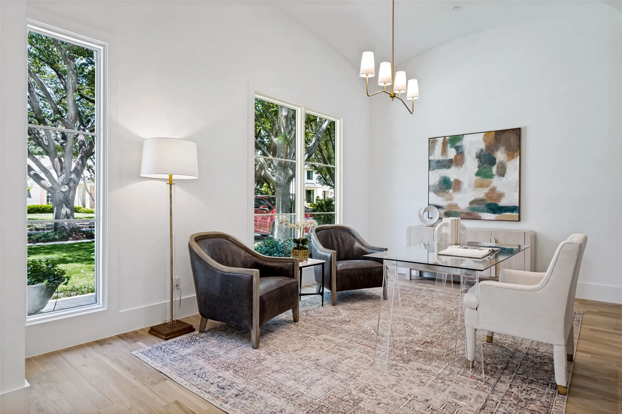 Private study located near entry, complete with closet & bath, ideal serene workspace or downstairs guest suite