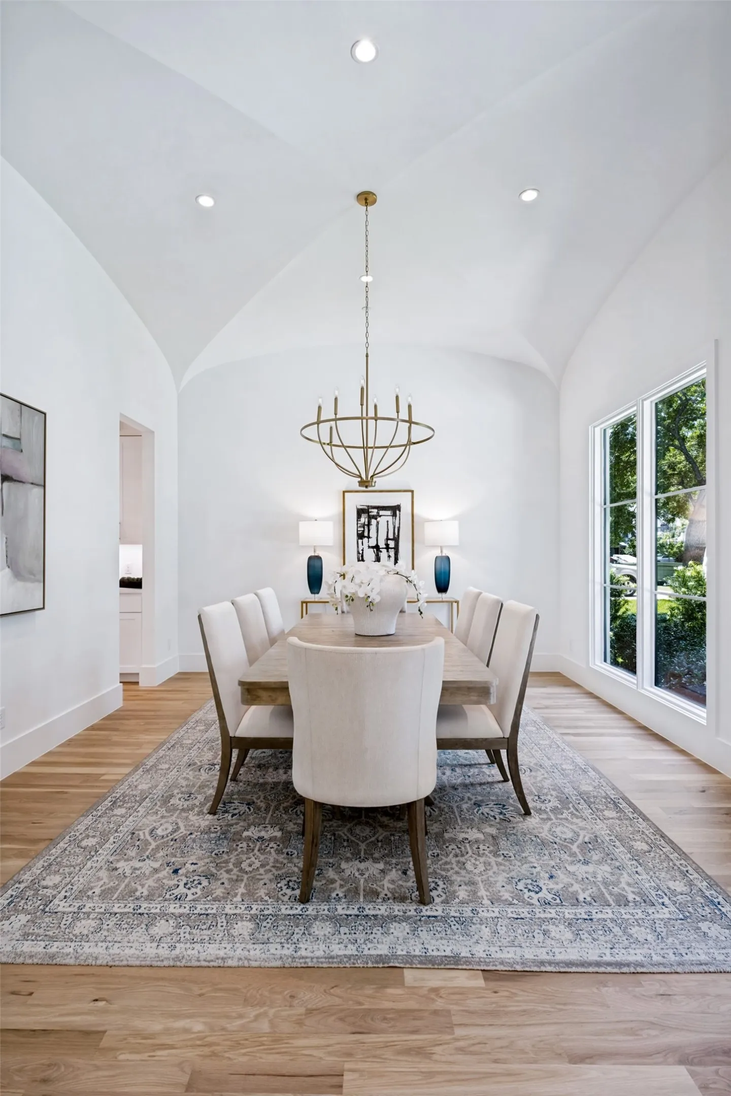 Formal Dining Room with expansive groin-vaulted ceiling