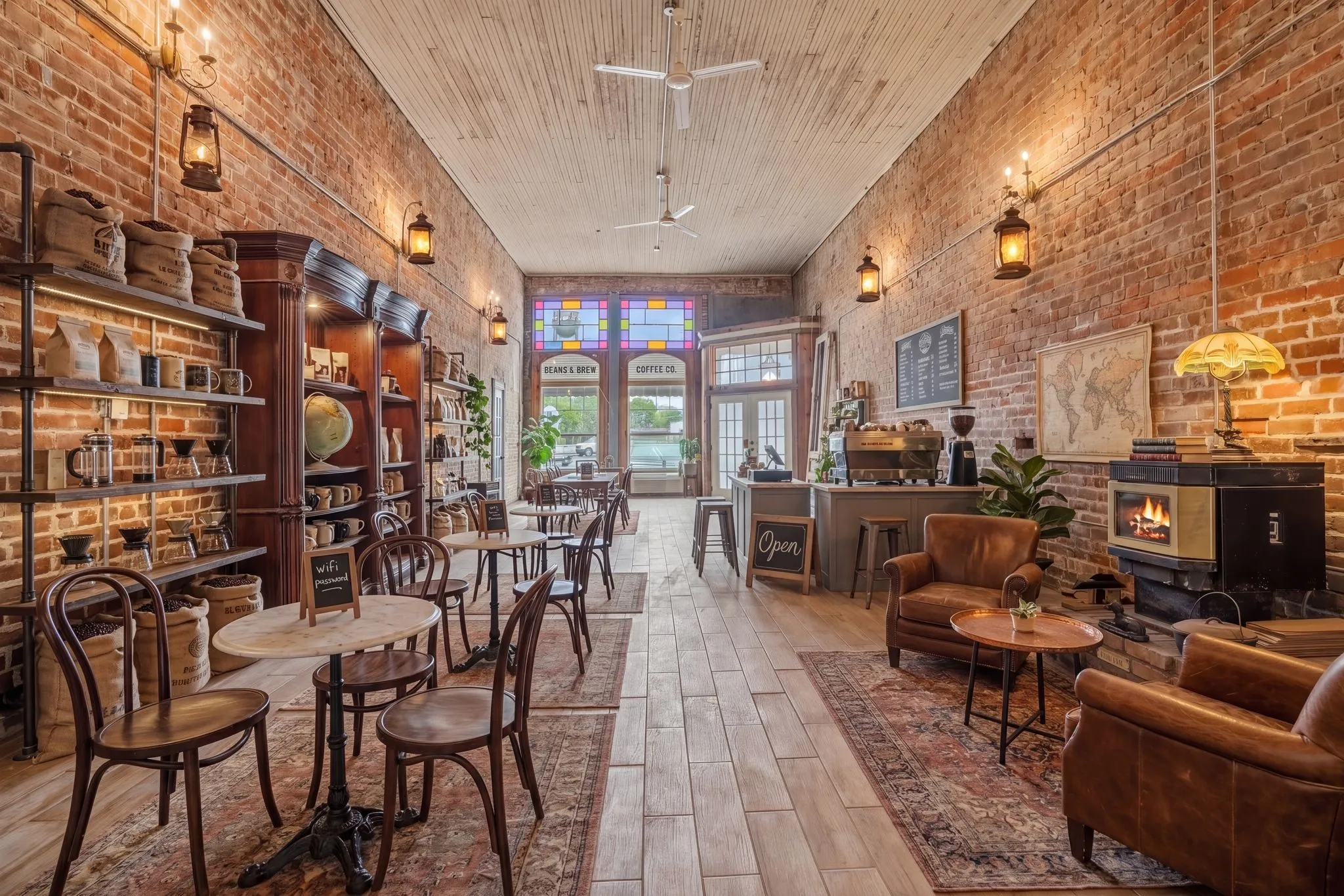 Virtual staging for it to look like a coffee shop