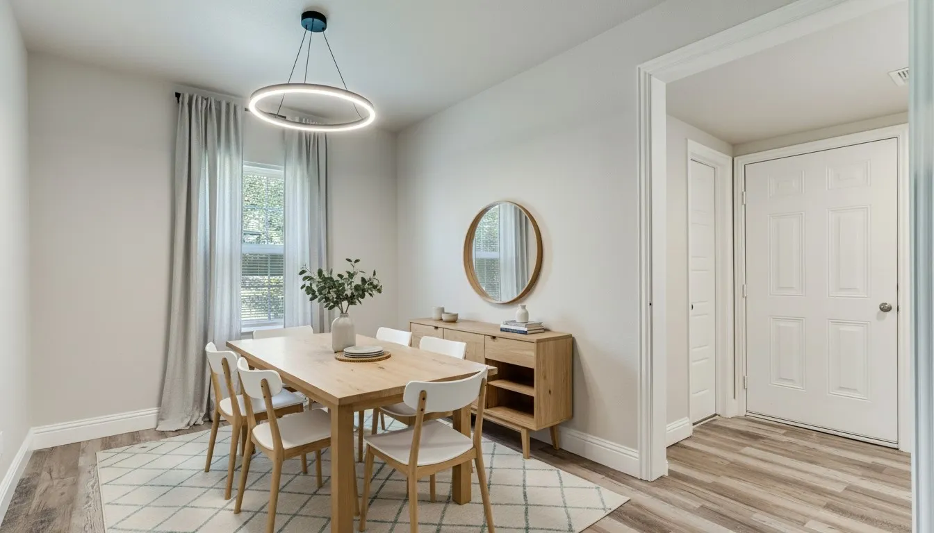 Virtually staged dining area