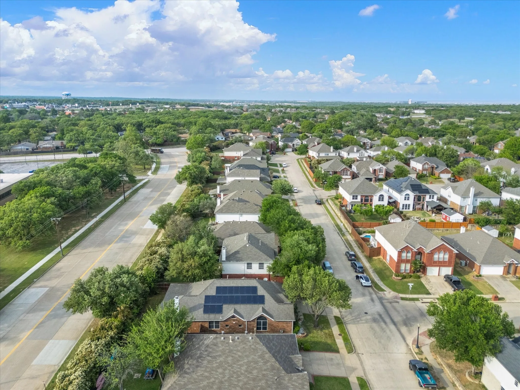 Aerial perspective of suburban area