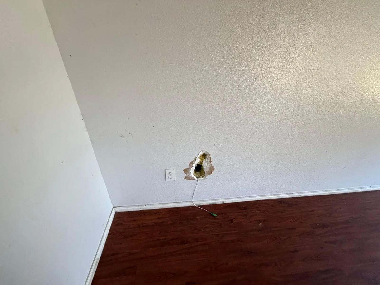 Detailed view of wood finished floors and baseboards