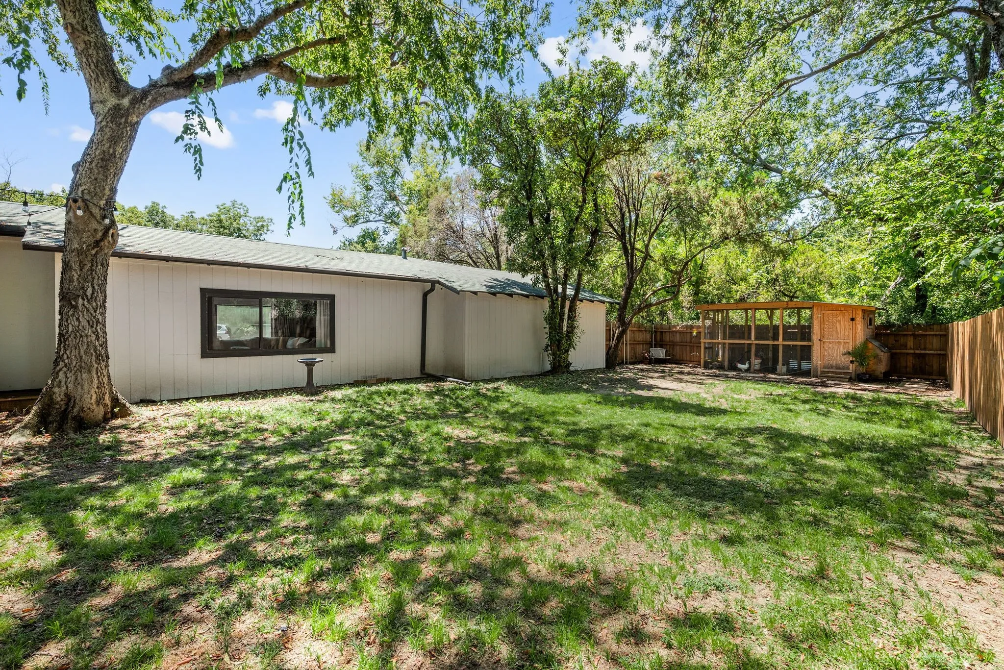 View of fenced backyard