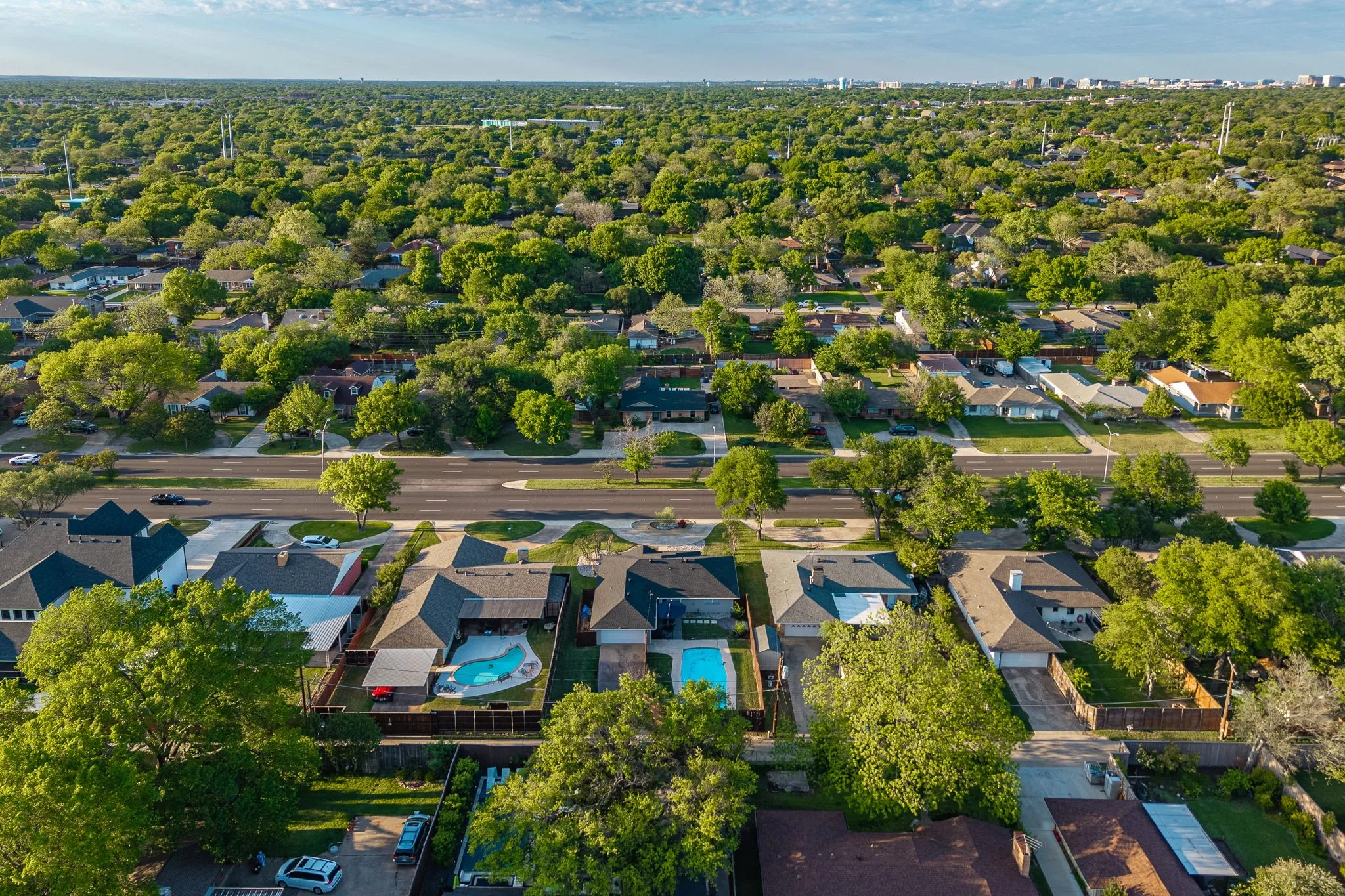 Aerial view of the back of the house.