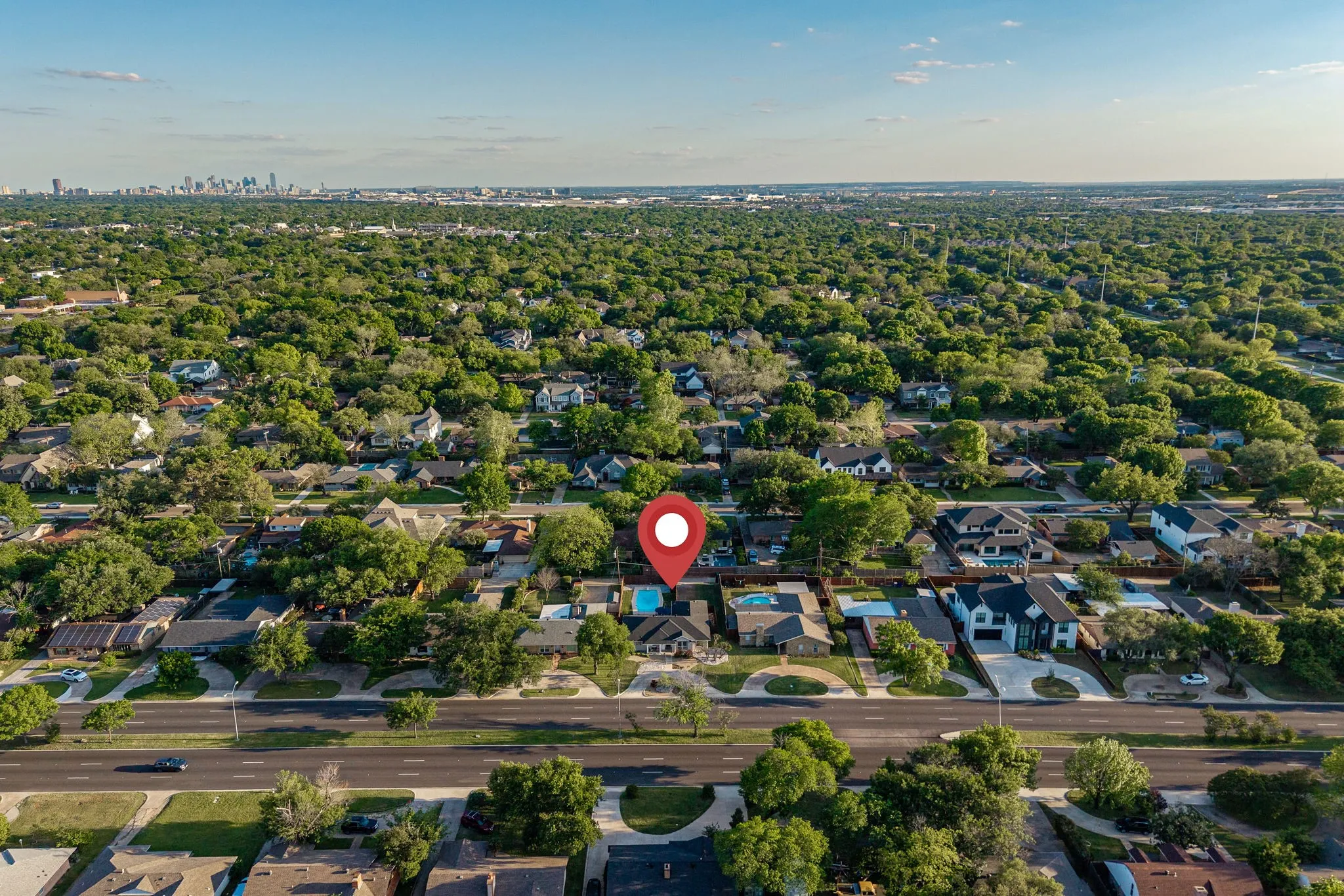 Aerial view of the neighborhood looking to the south.