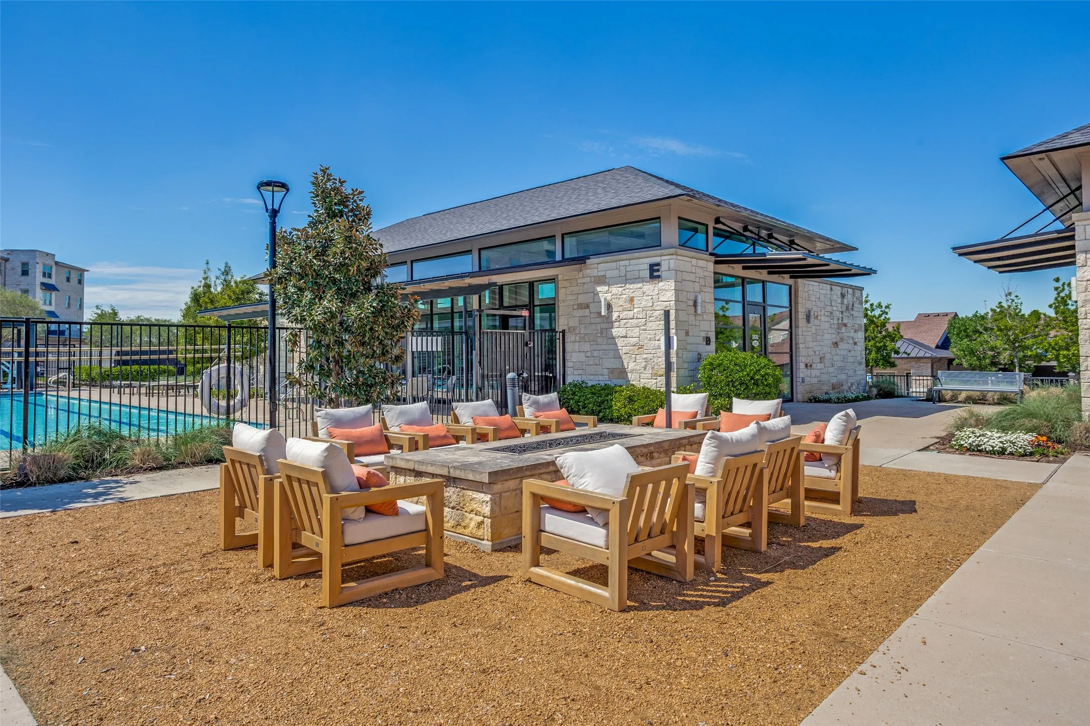 Community recreation center and outdoor firepit.
