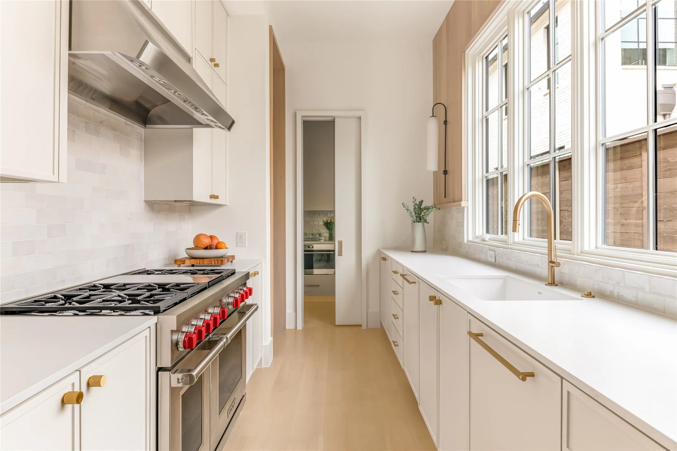 Scullery with gas range and walk-in pantry