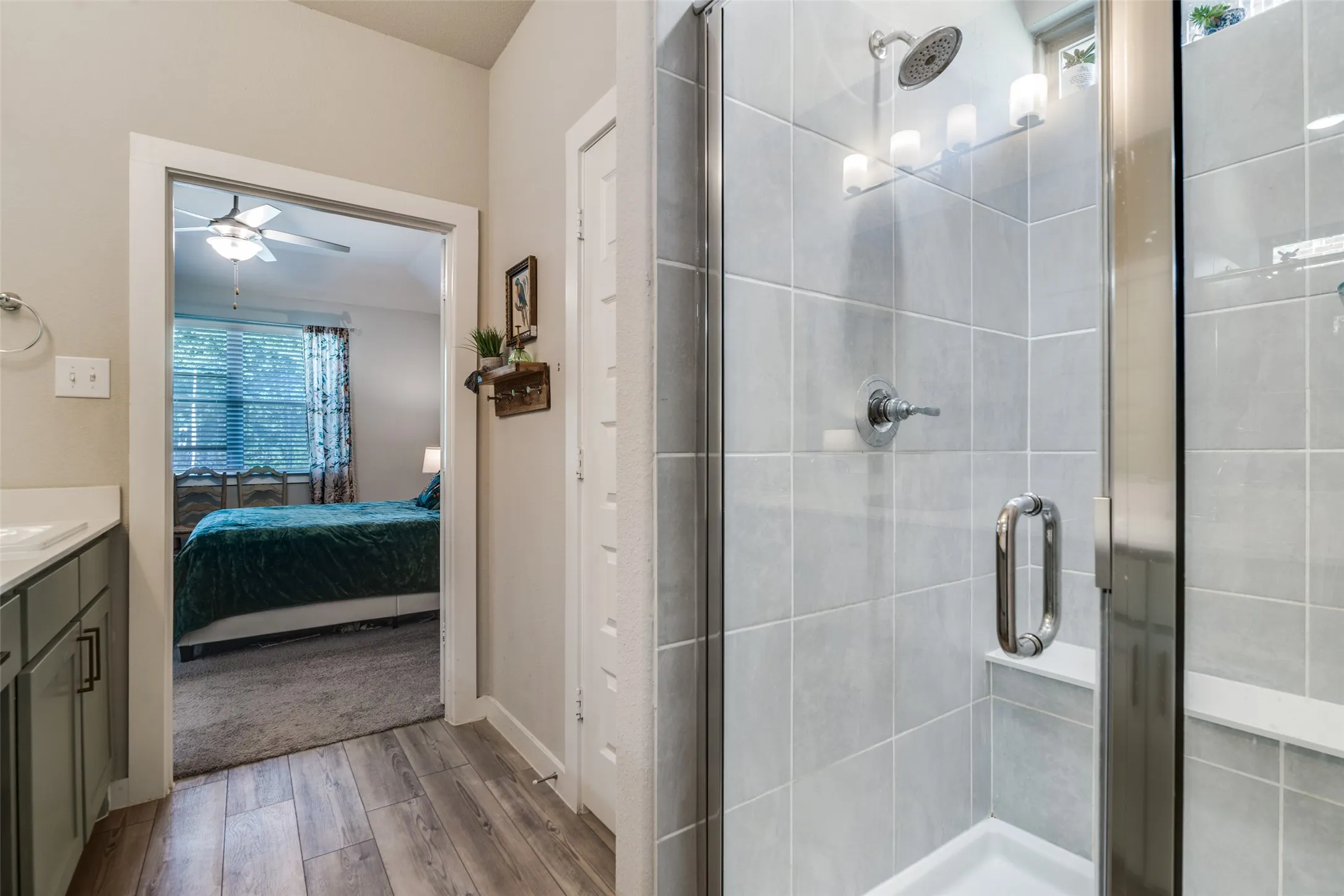 Primary bathroom with dual sinks