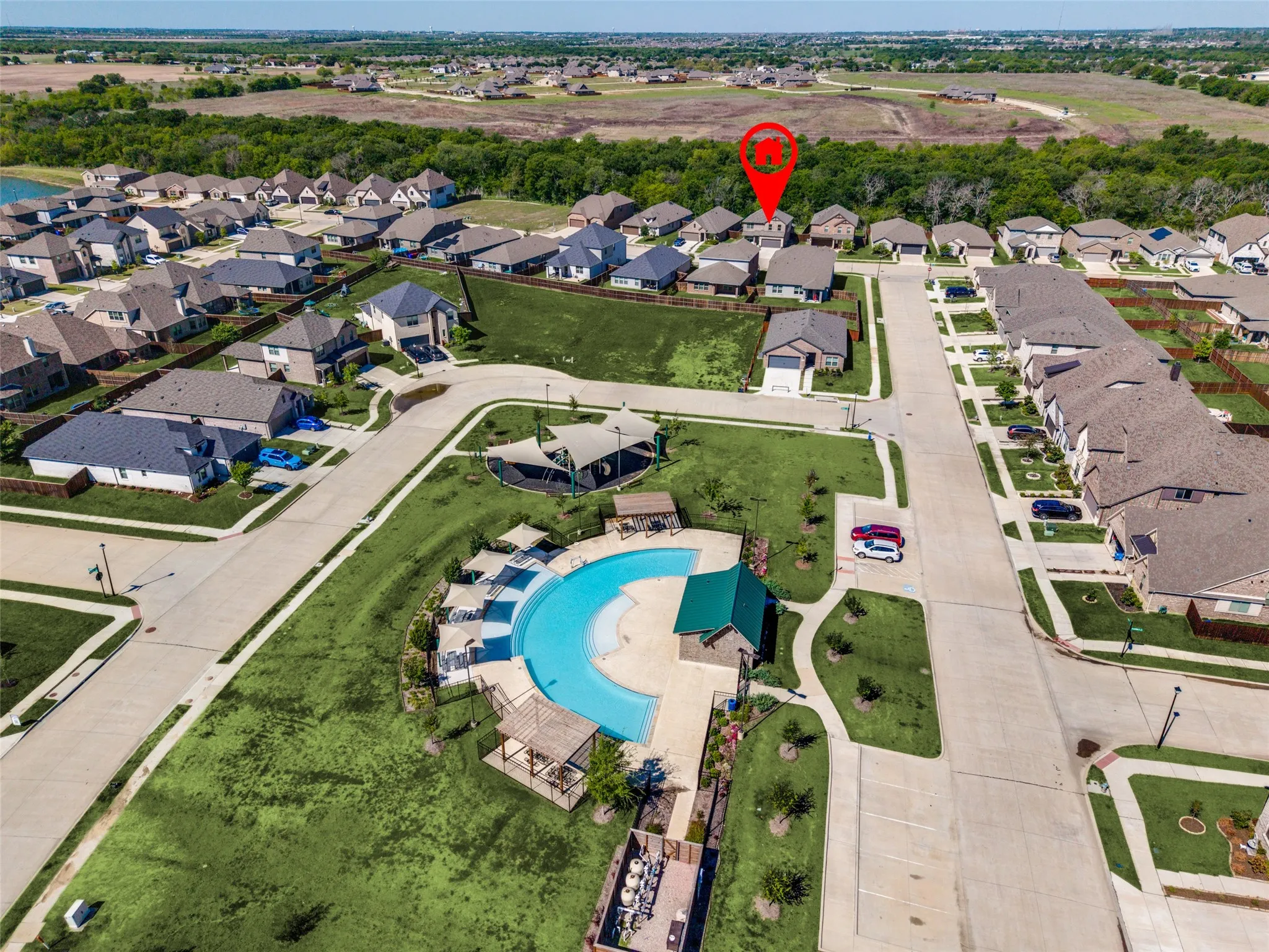 Aerial view of amenities