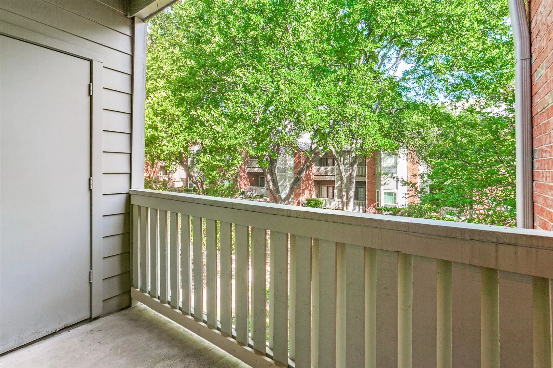 View from balcony into courtyard