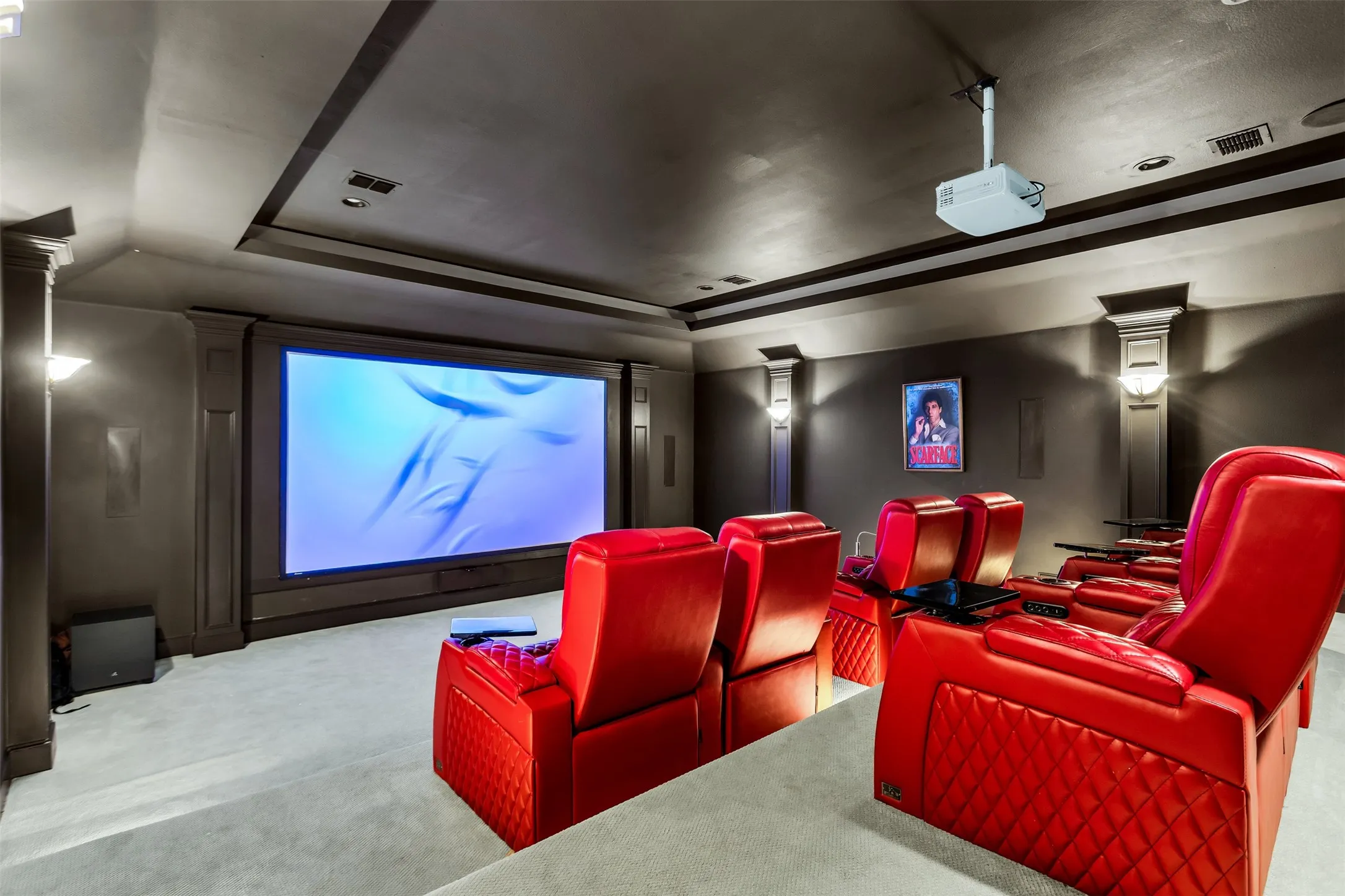 Very comfortable media room seating arrangement!