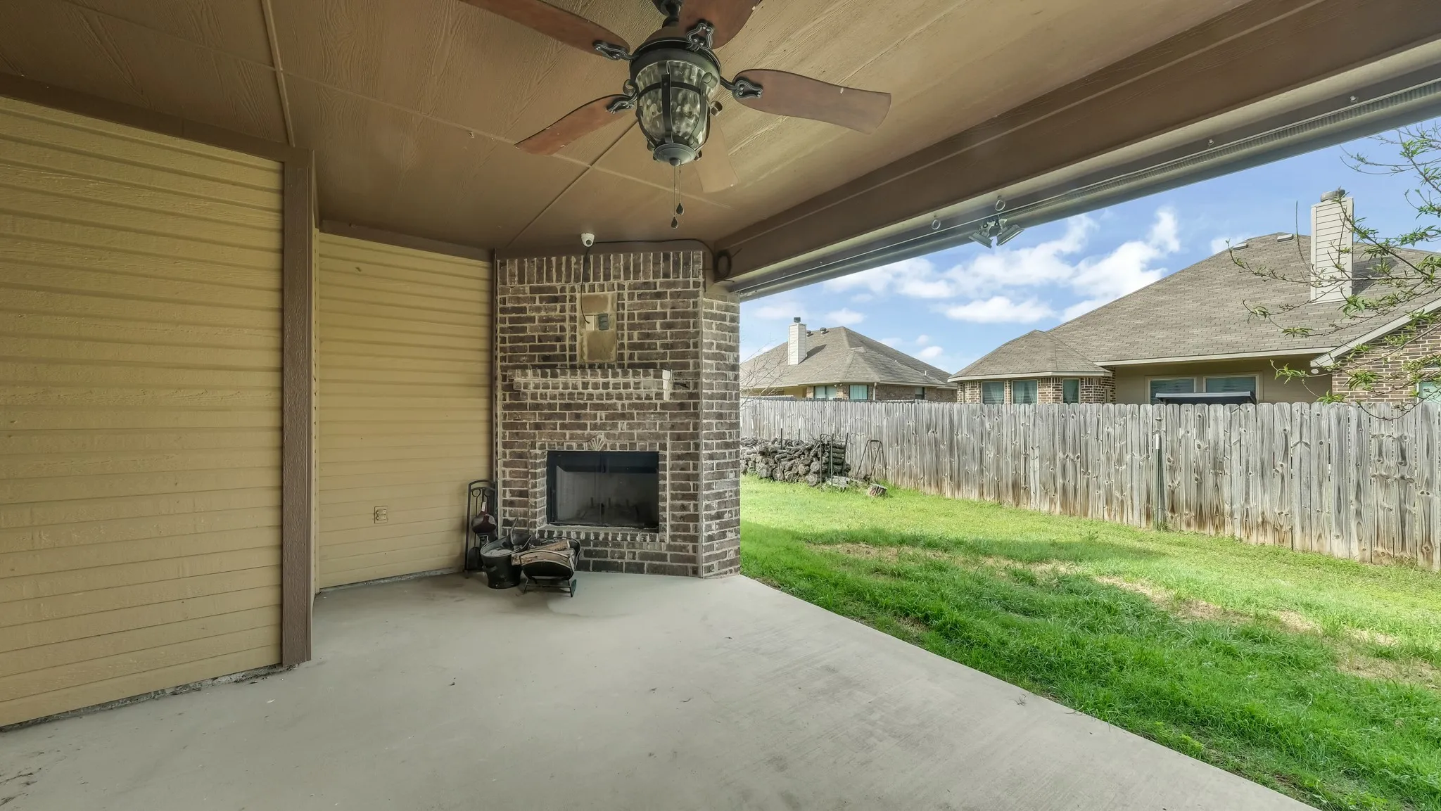 Back Patio with Pull Down Shade Screens