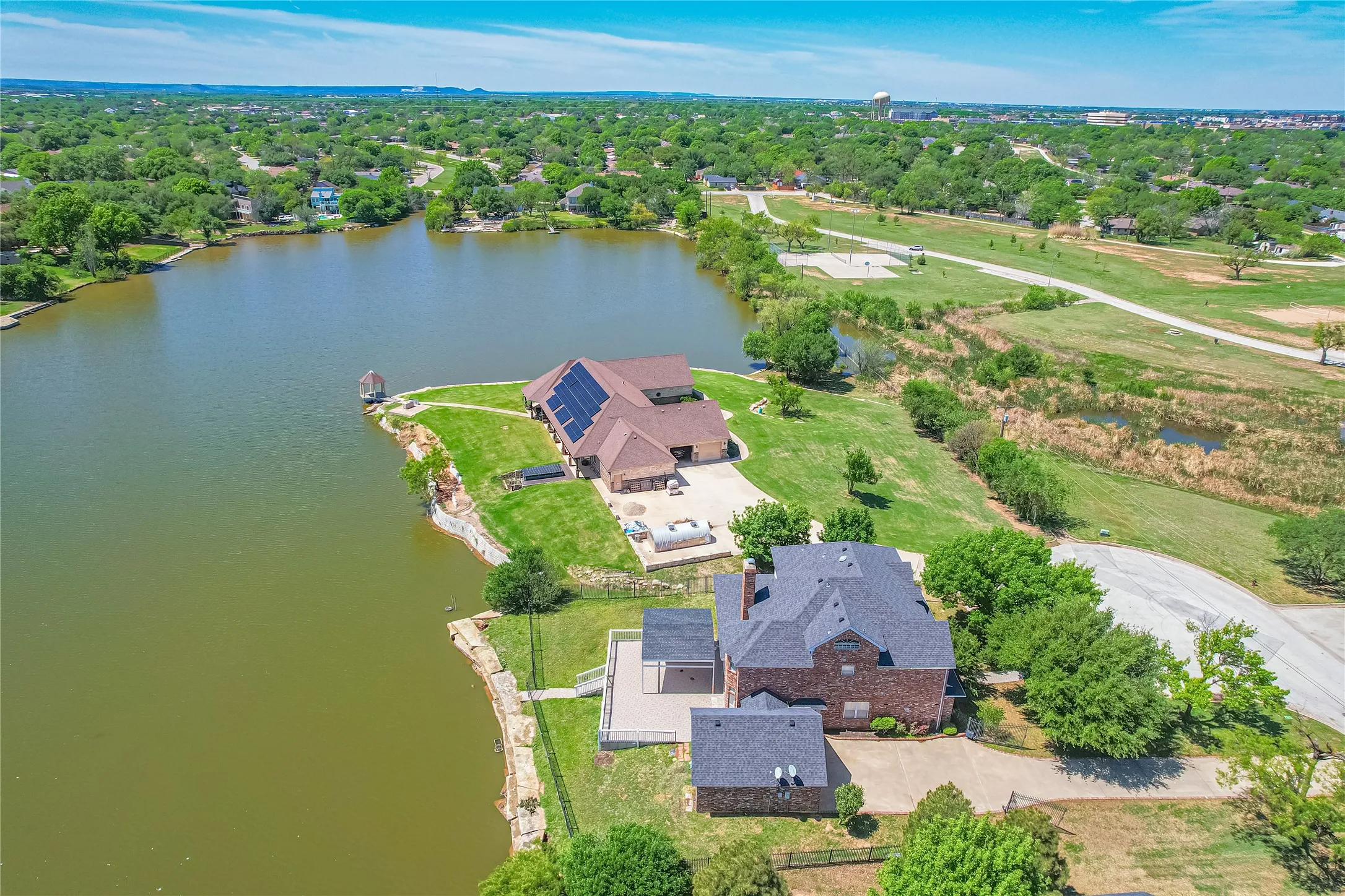 Aerial view of a large body of water