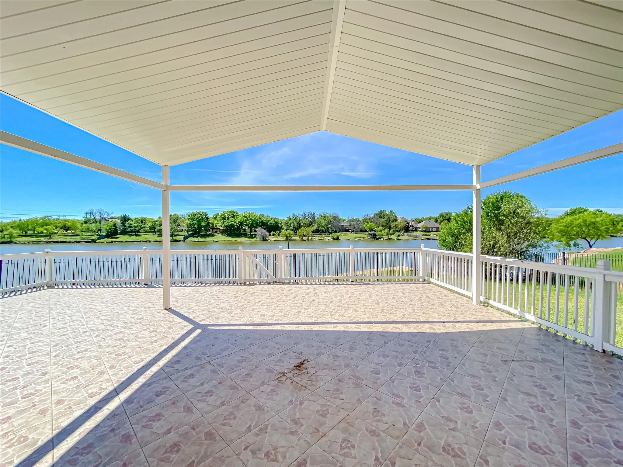 View of patio featuring a water view