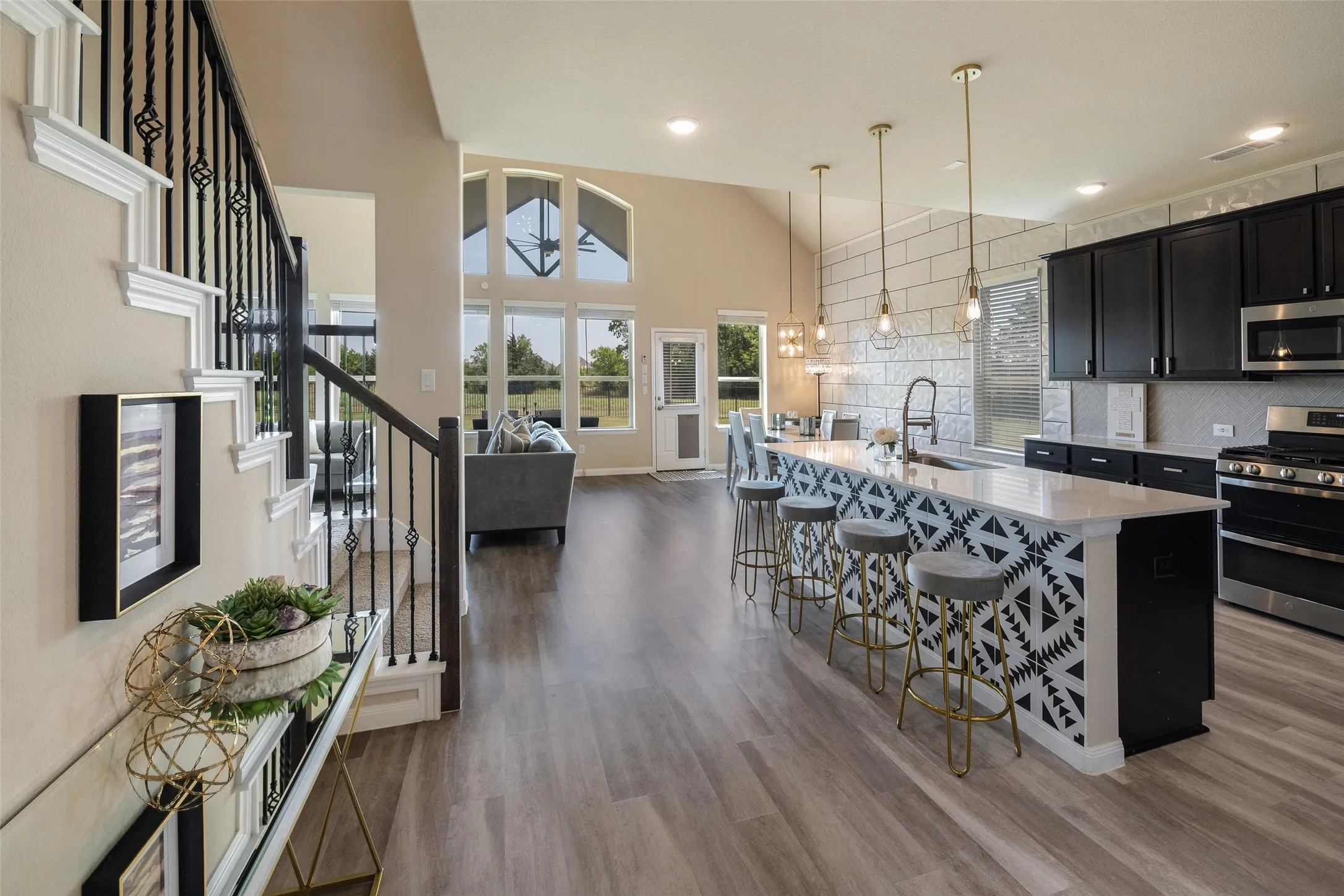 Stunning designer tile added in kitchen on wall and island
