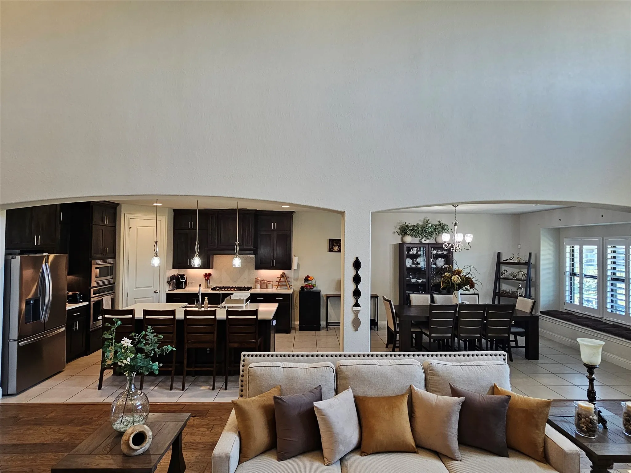Open Living Area with View to Kitchen & Dining