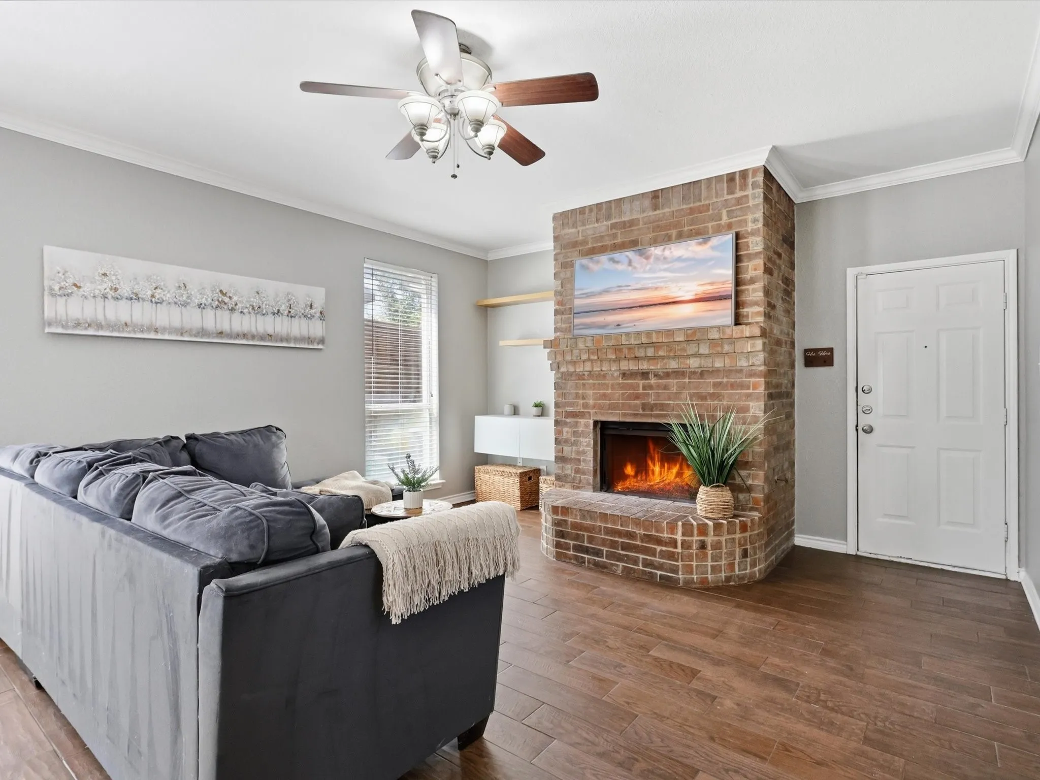 Family Room with wood burning Fireplace