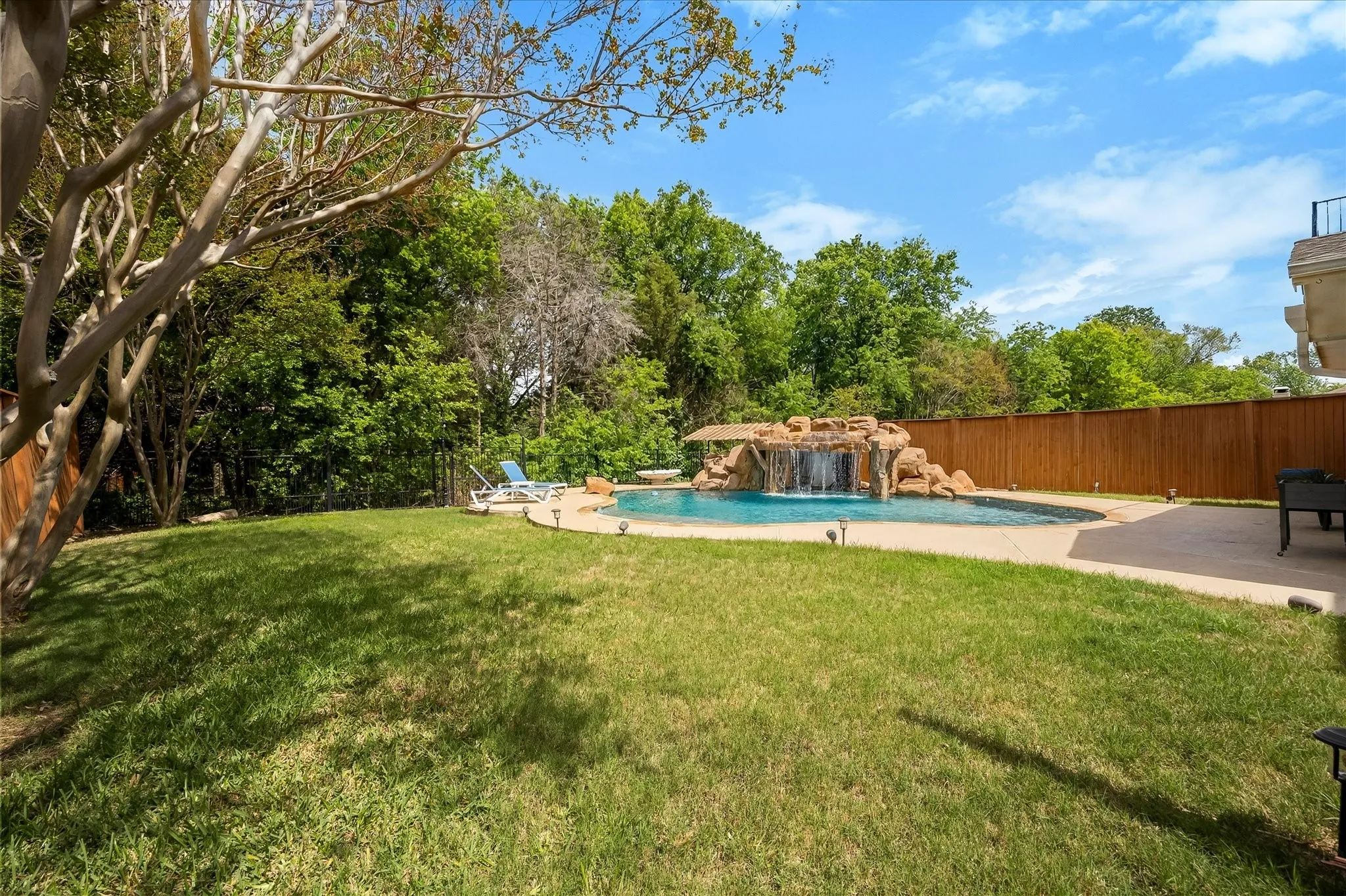 Spacious, private backyard has room to roam