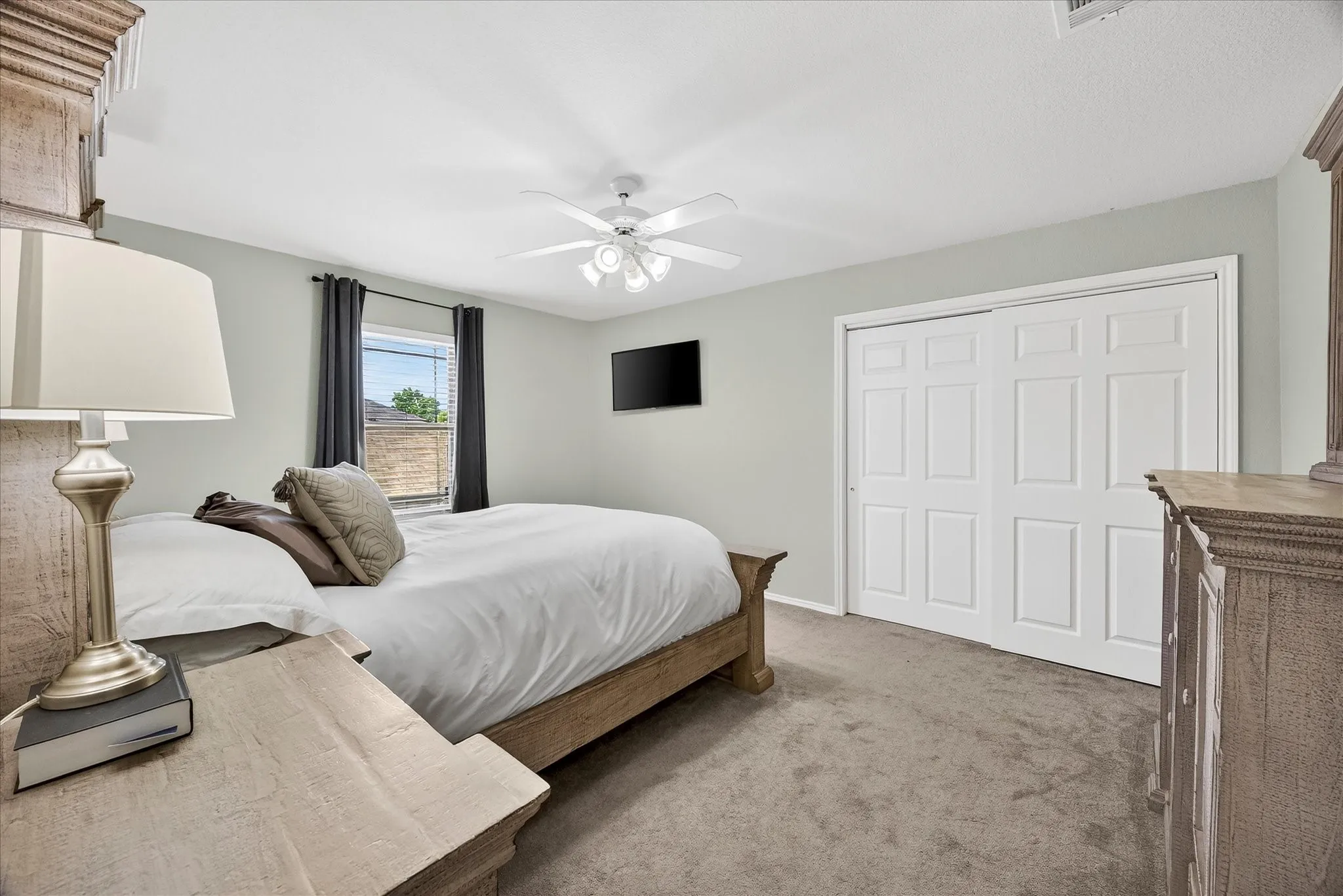 Auxiliary bedroom includes roomy closet