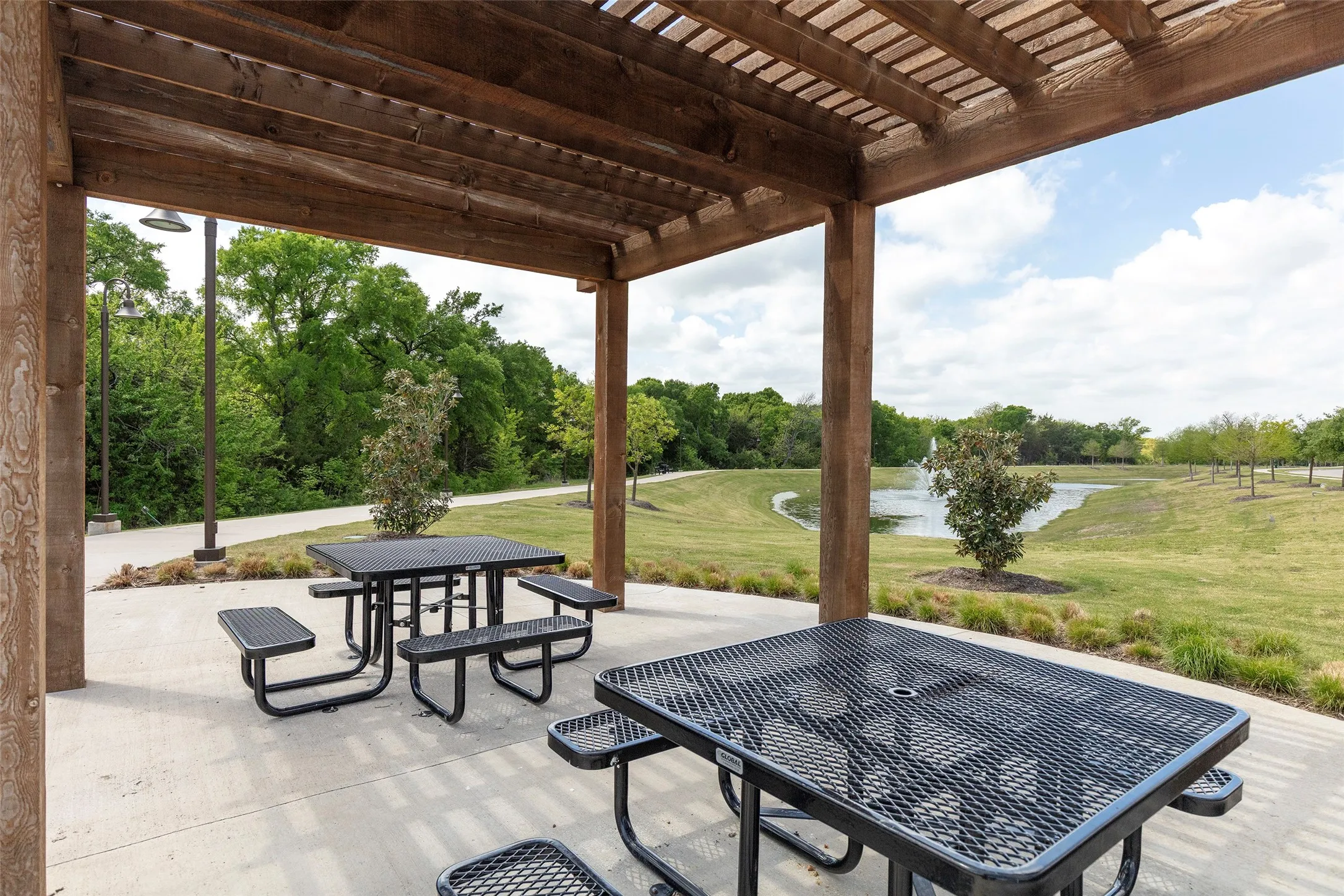 Covered pavilion for outdoor seating and community enjoyment.