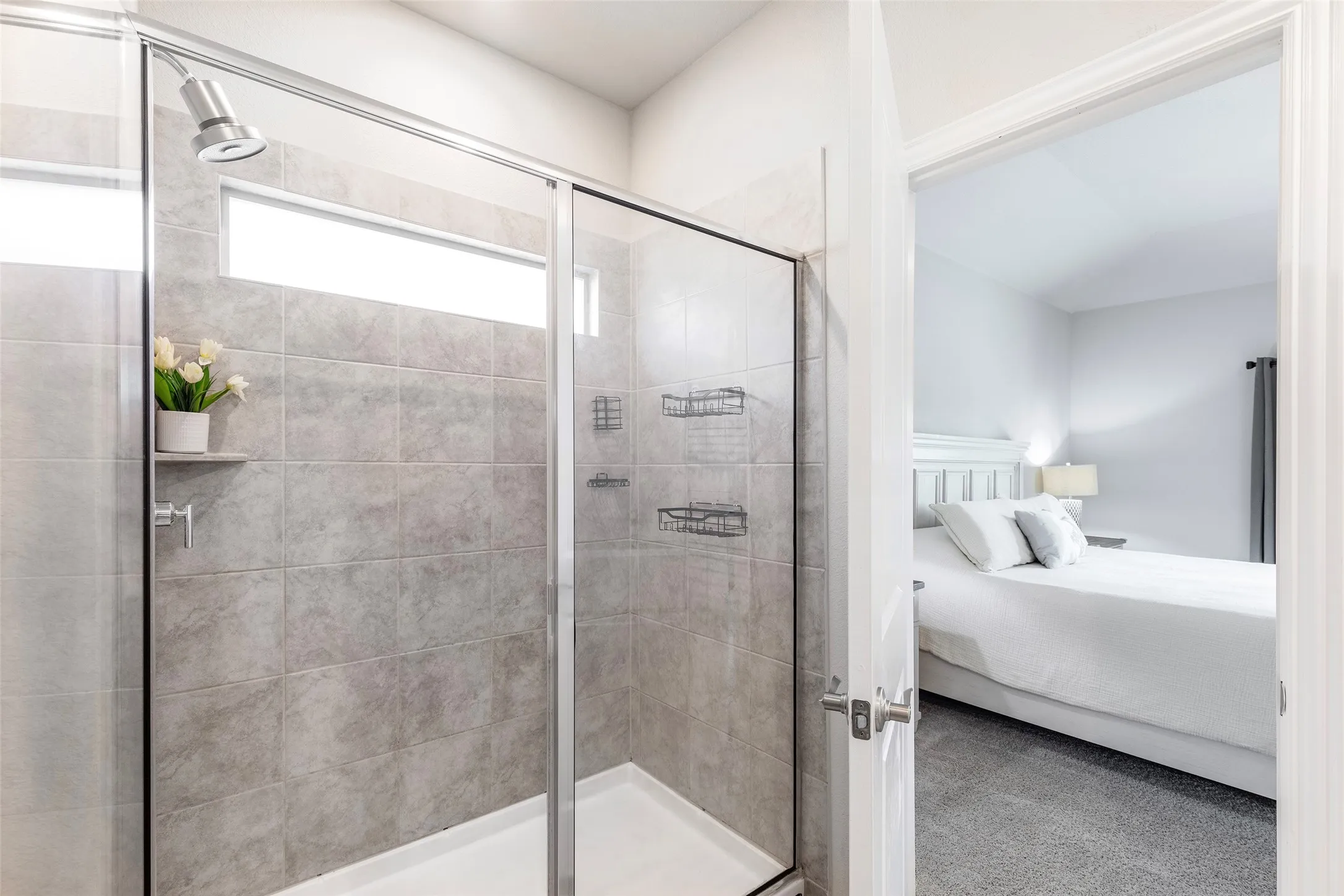 Oversized walk-in shower.
