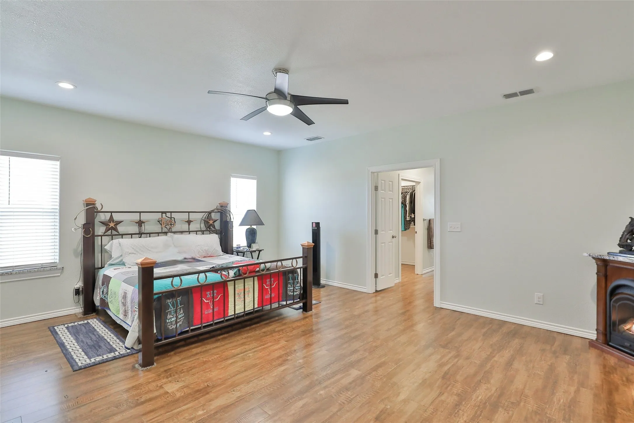 Primary Bedroom with built in fireplace.