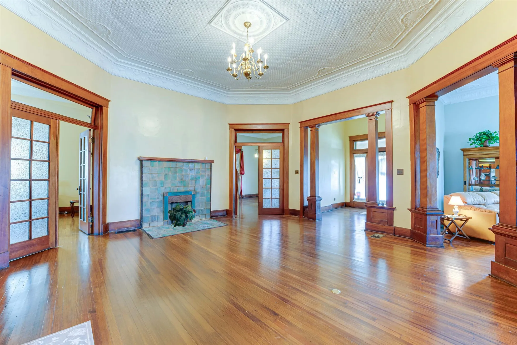 View of 2nd Primary Suite, Primary Suite, Front Entry Door, and Living Room in Rotunda