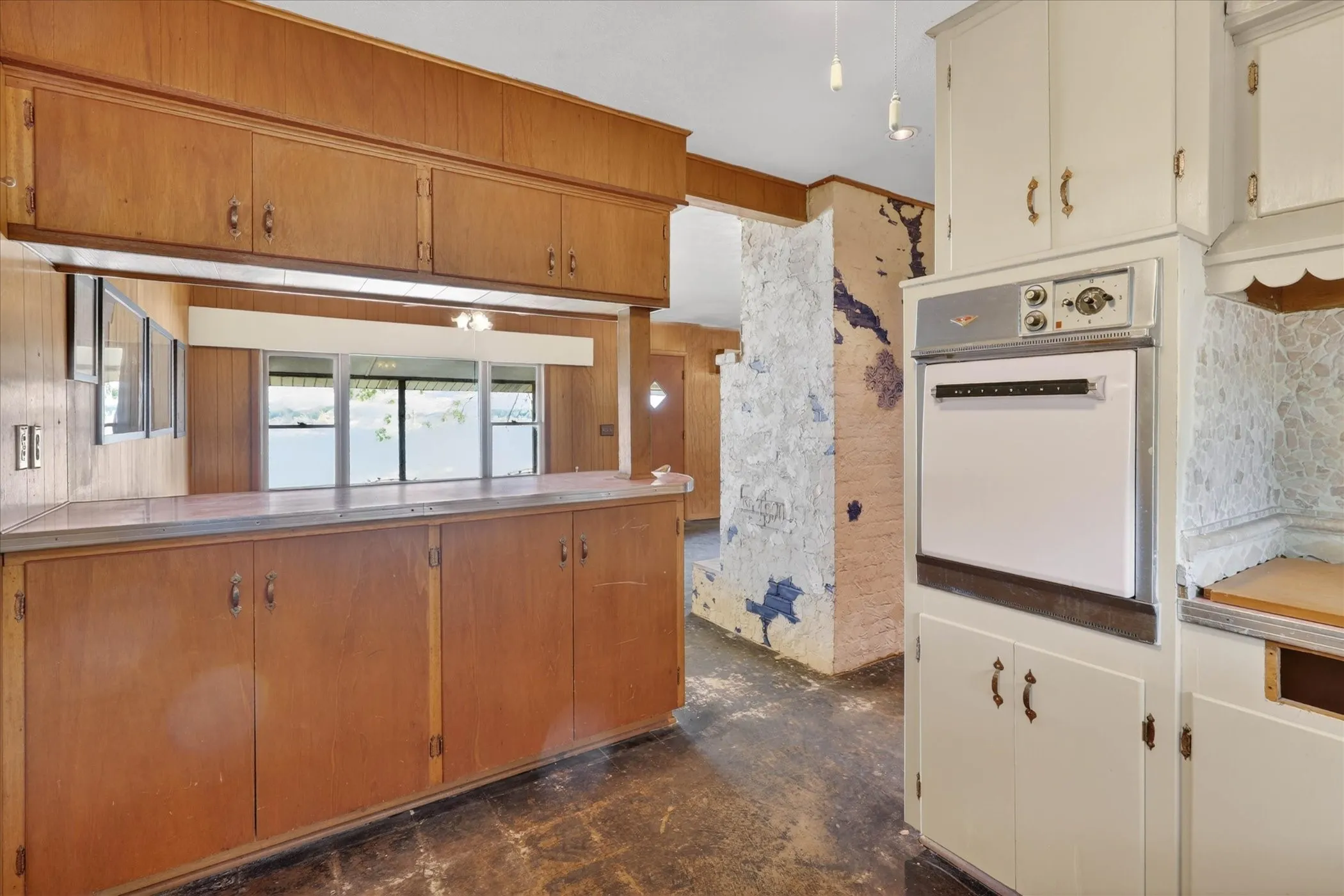Kitchen open to dining and living area.