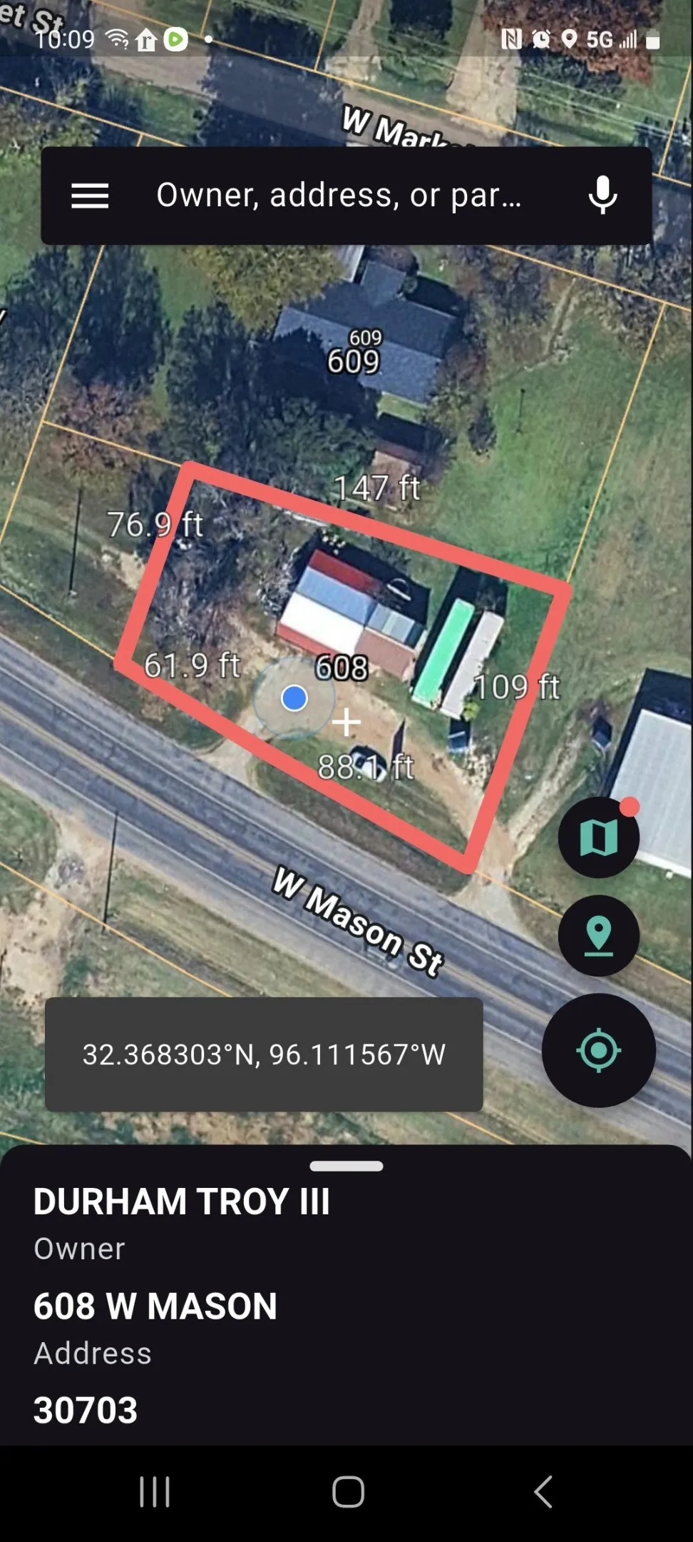 Tax App location of first lot with building