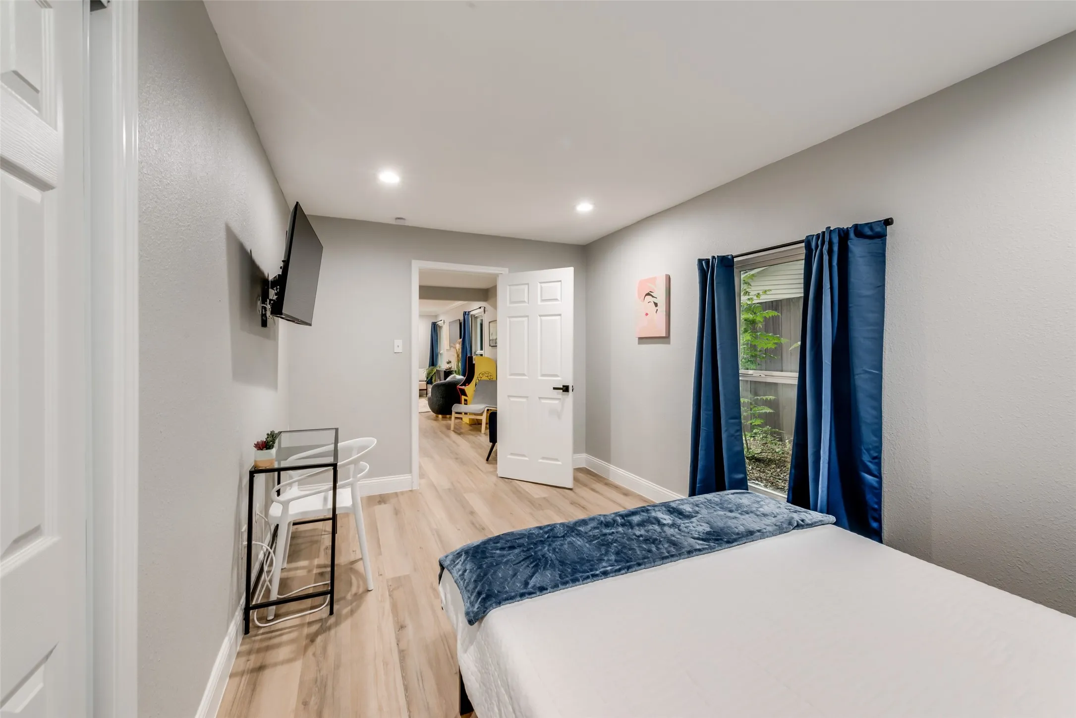 Bedroom featuring recessed lighting and light wood-style floors