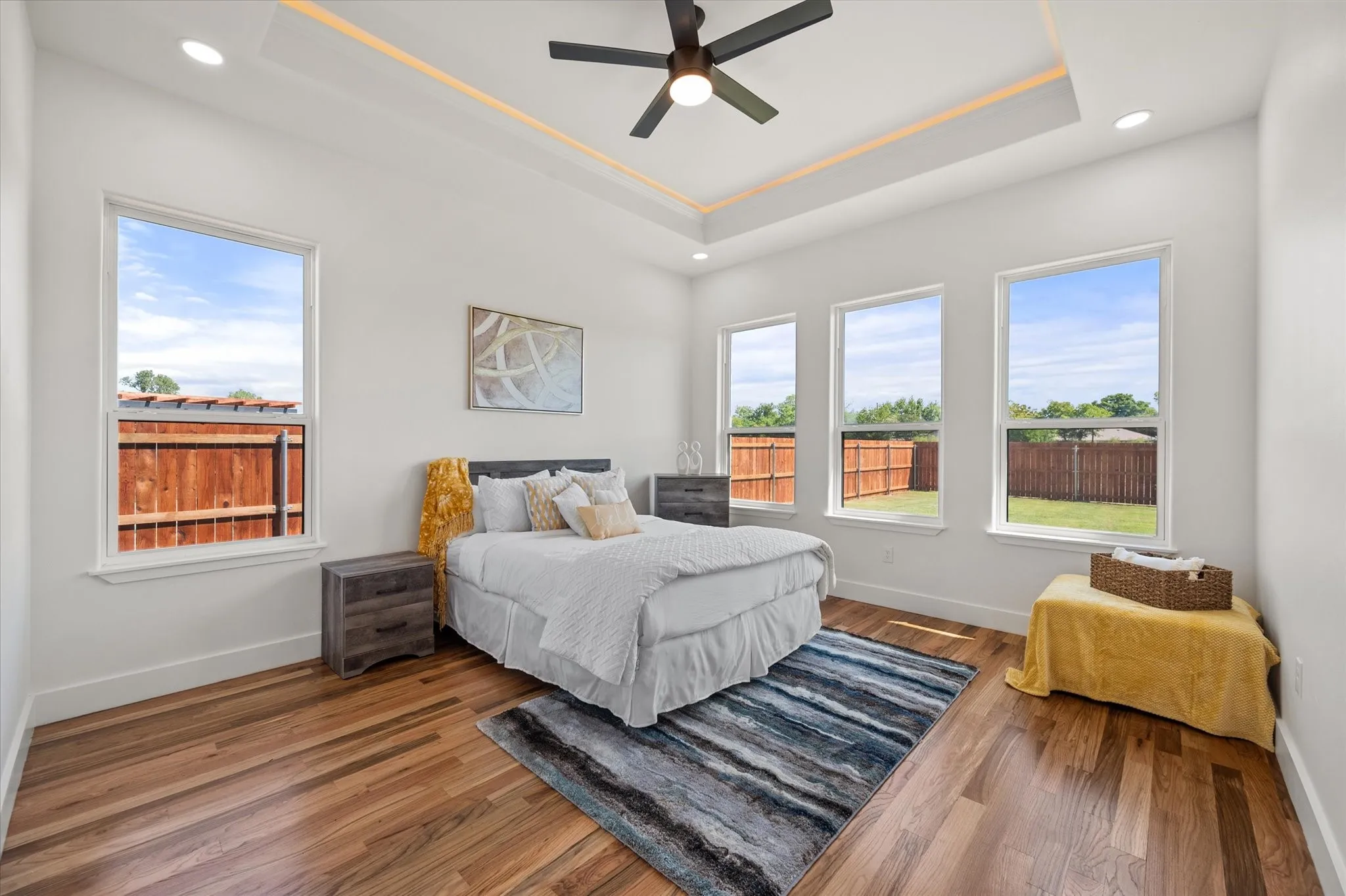 Primary Suite with tray ceiling and LED lighting