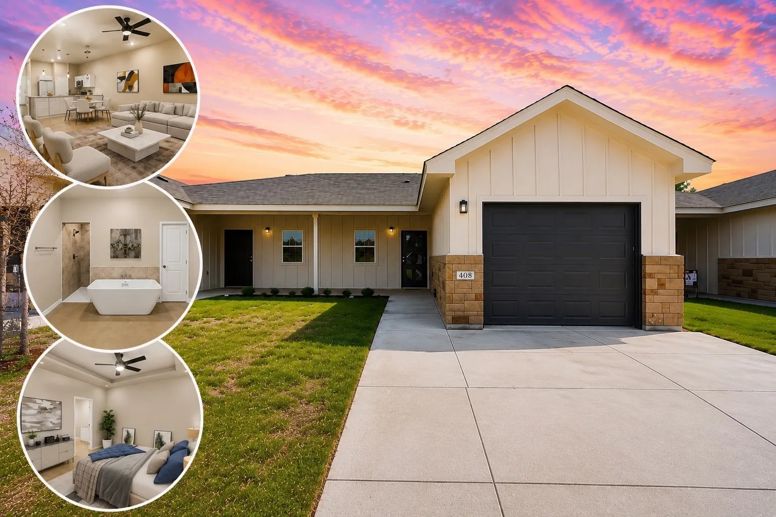 Townhouse For Sale in Coryell County , 408 W Avenue C, Copperas Cove, Texas 76522, 3 Bedroom, 2 Bathroom, 1 Garage spaces, 1,604 Sqft, built in 2025, mls#21222617, Real Estate Agent in Copperas Cove, Homes For Sale in Coryell county, Homes For Sale in Copperas Cove, Realtor in Copperas Cove Texas, Real Estate Brokerage Independent Realty Texas, Luminita Cordes Realtor