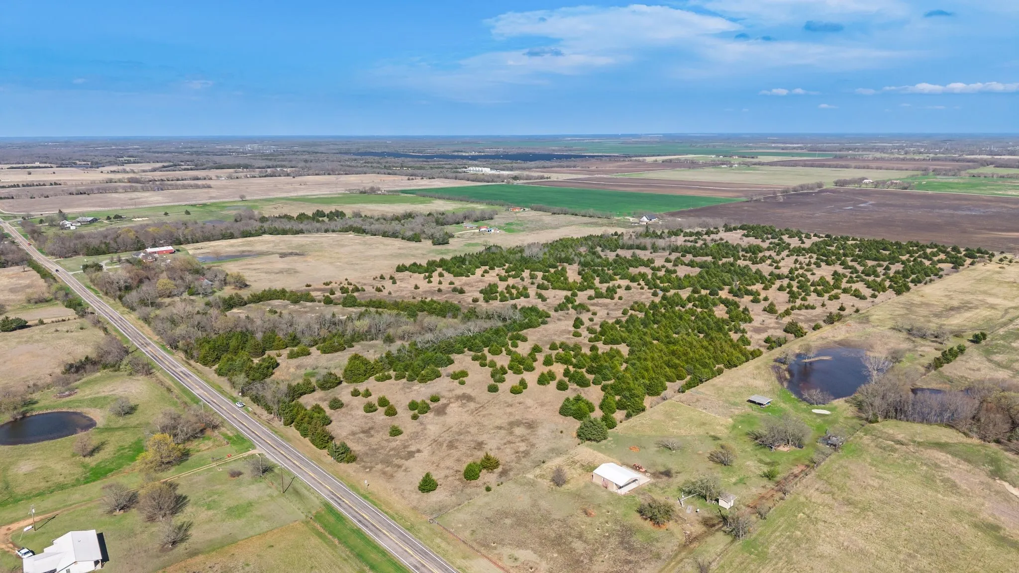 Aerial view of sparsely populated area