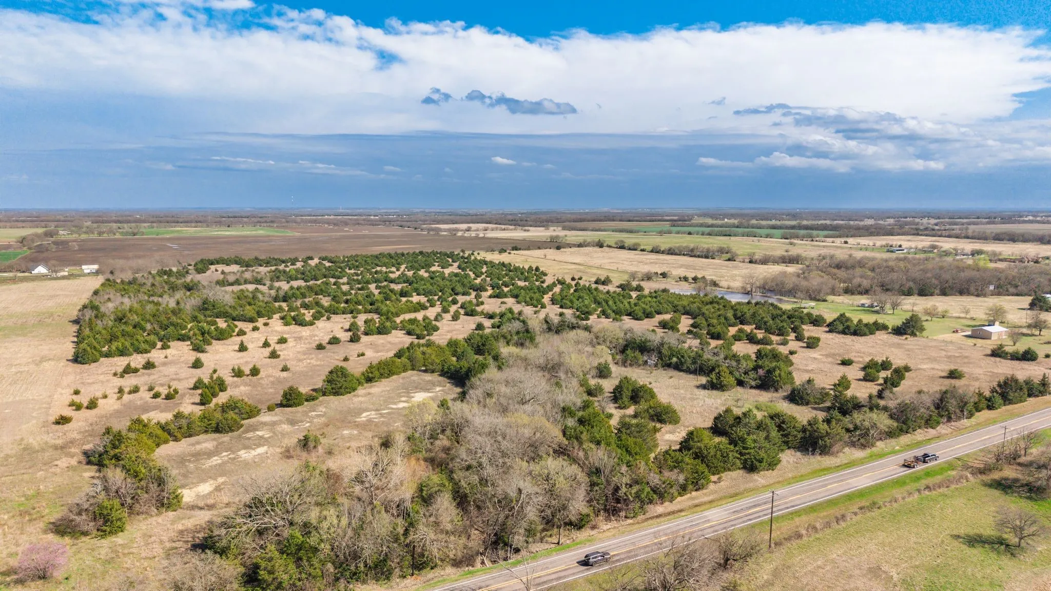 Aerial view of sparsely populated area