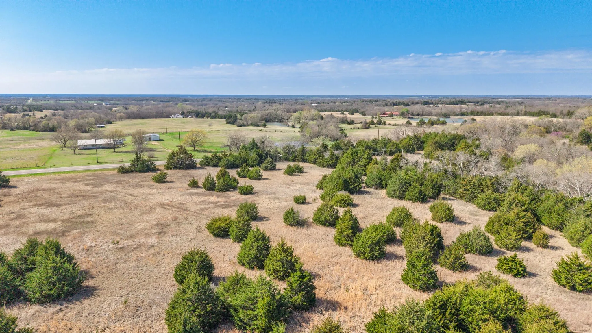 Aerial view of sparsely populated area