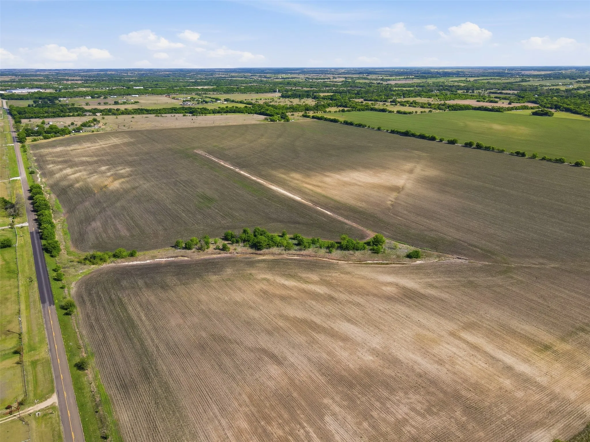 Overview of rural landscape with abundant farmland
