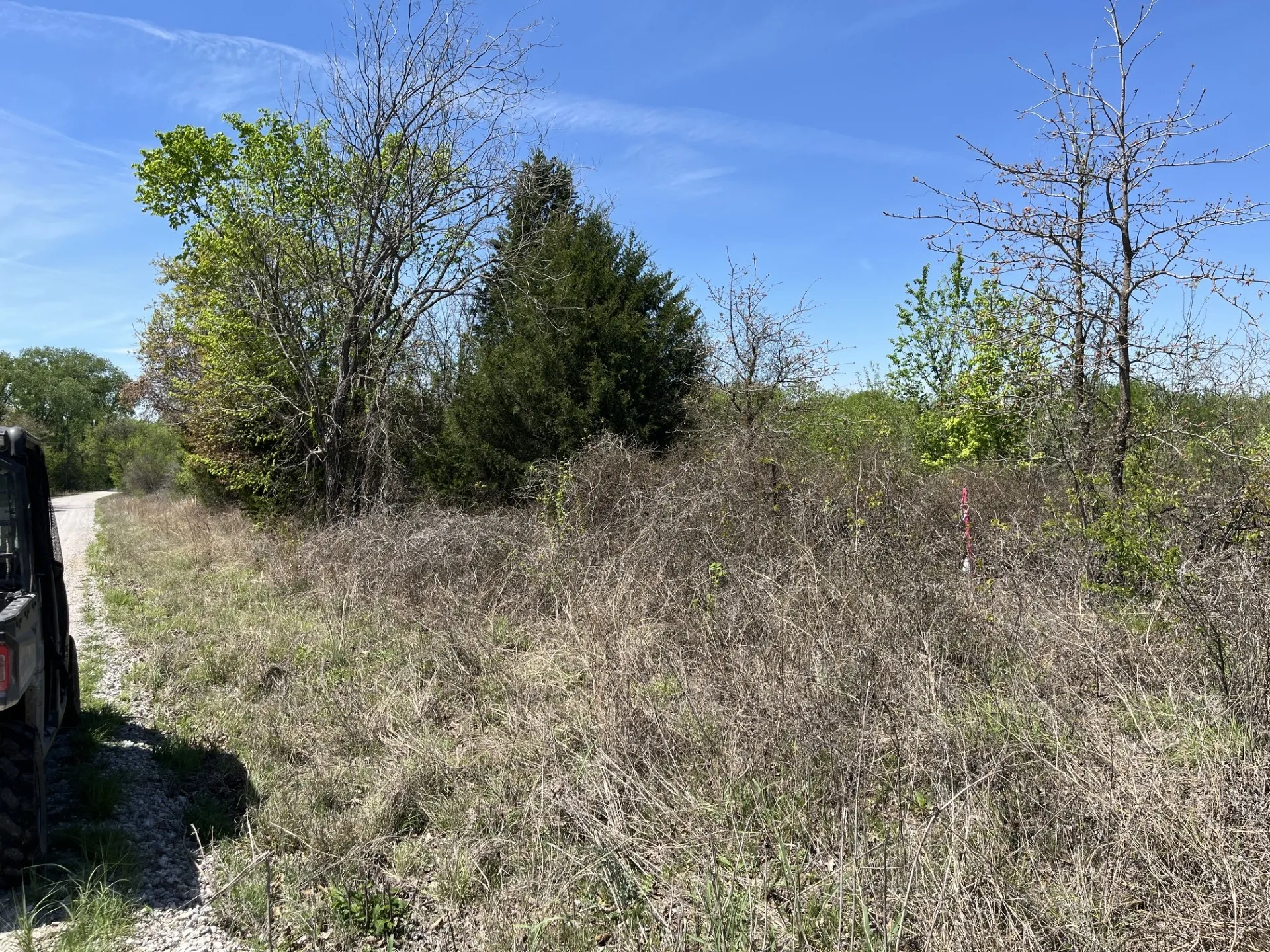 Marker on the southeastern corner on the property from Dry Valley