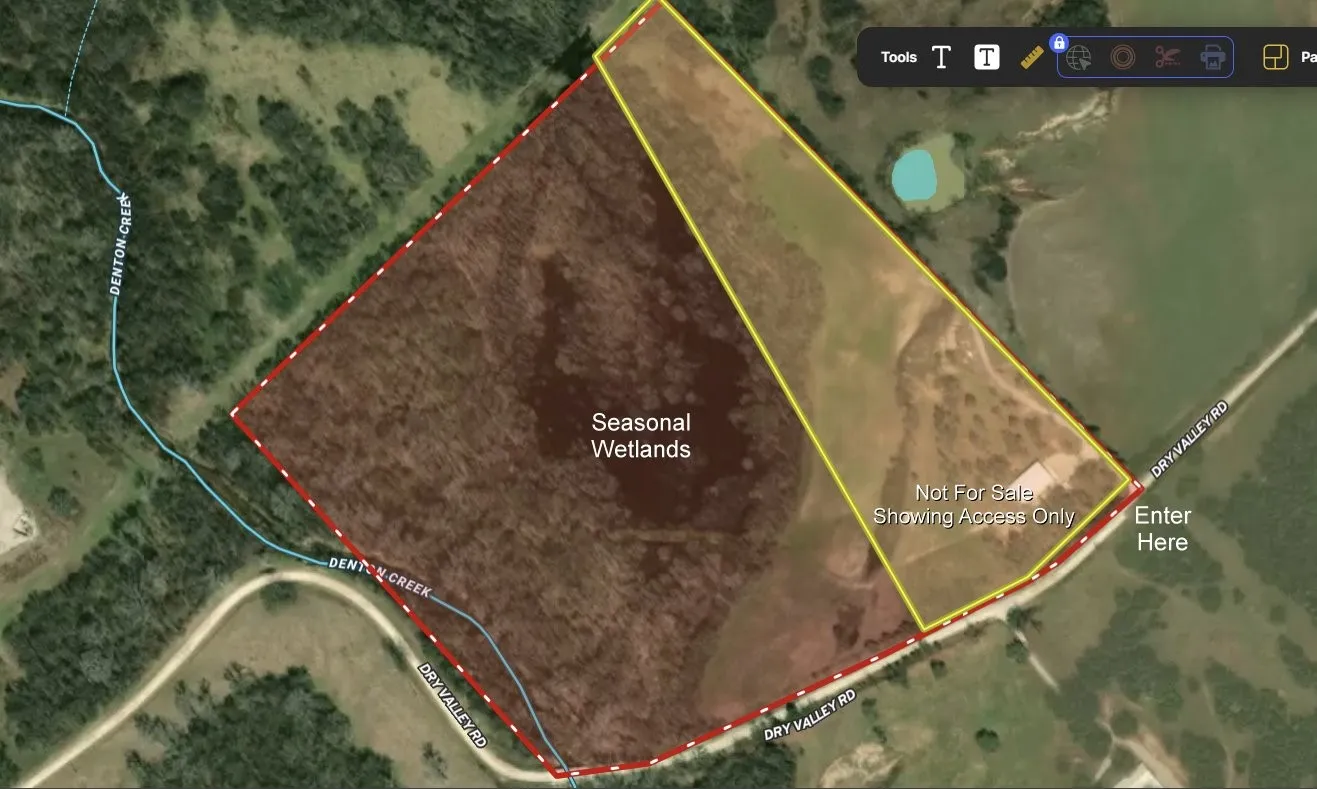 Red-shaded area is the listing, access is through yellow-shaded property