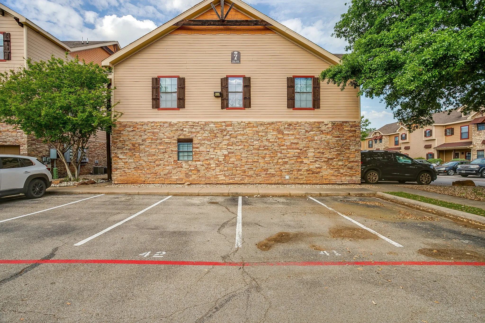 View of uncovered parking lot