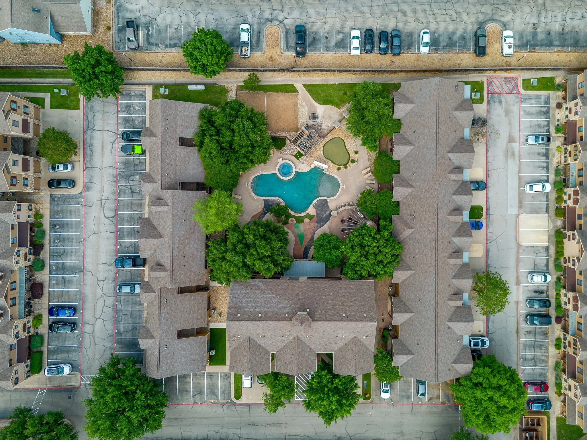 Aerial view of a pool area
