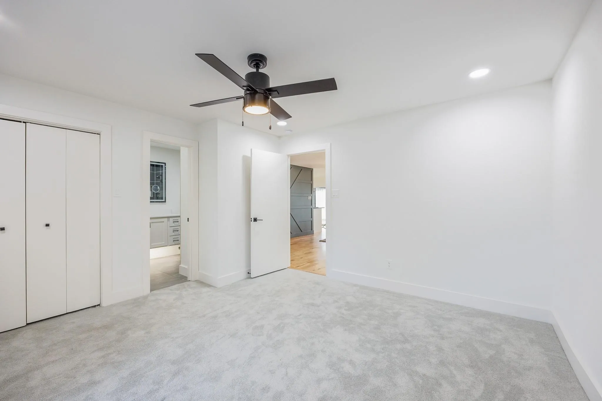 Comfortable bedroom in plush new carpet