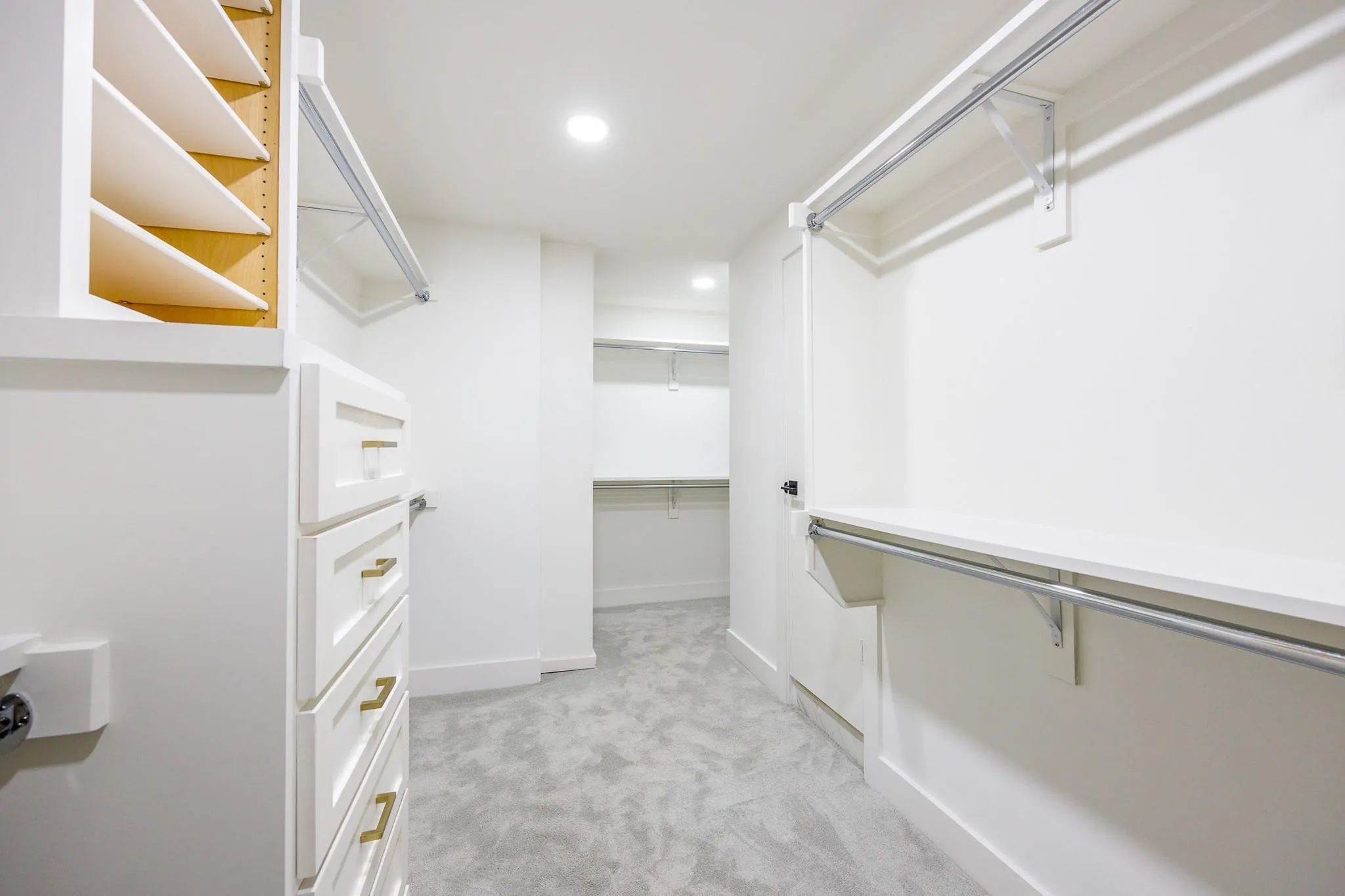 Walk-in closet with built-in shelving