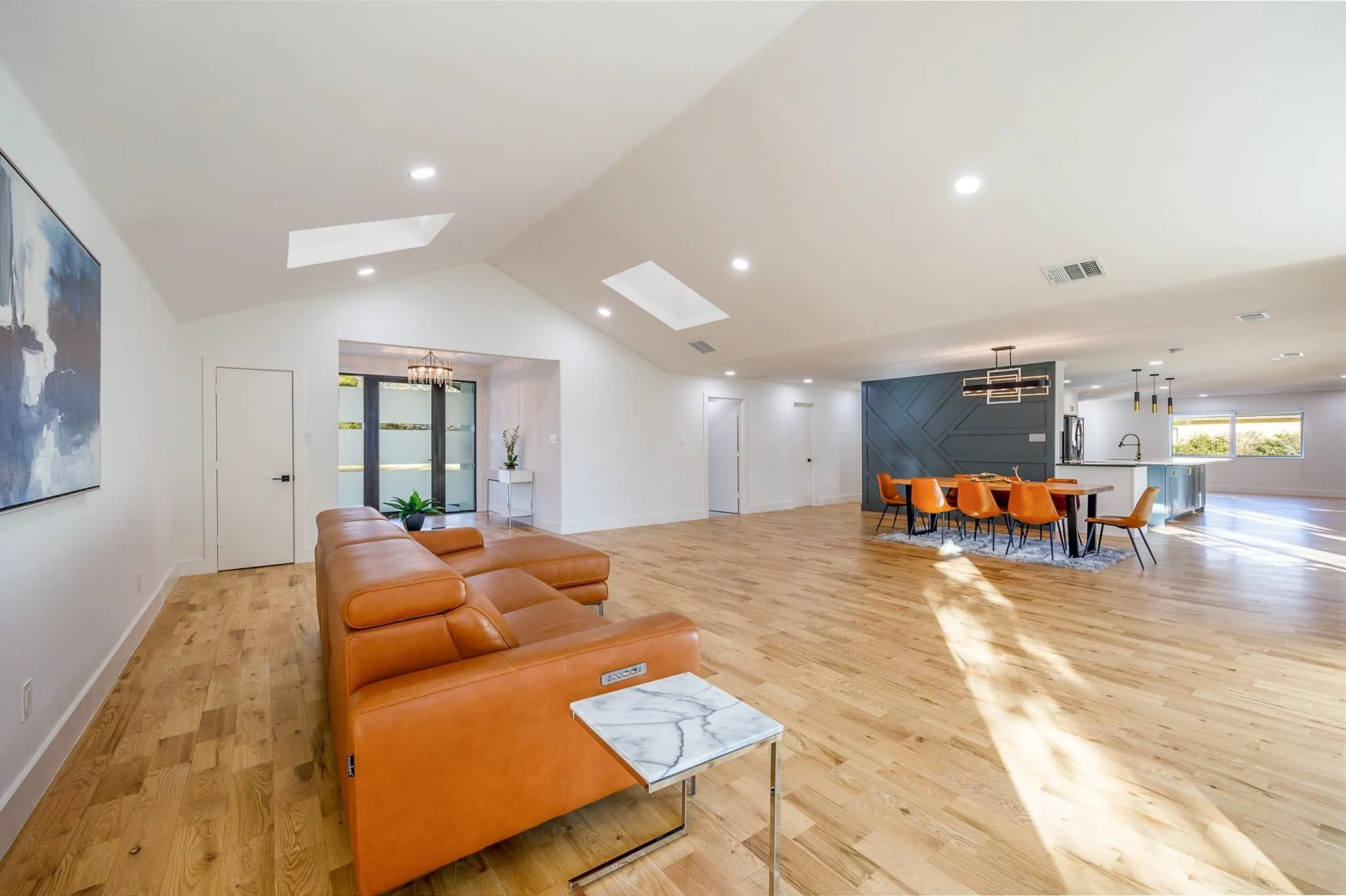 Open-concept living flows straight into the kitchen