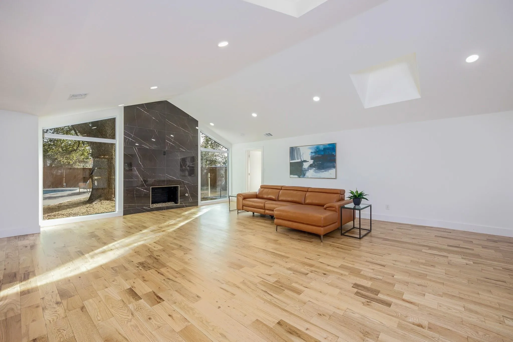 Fireplace living room in fresh designer finishes