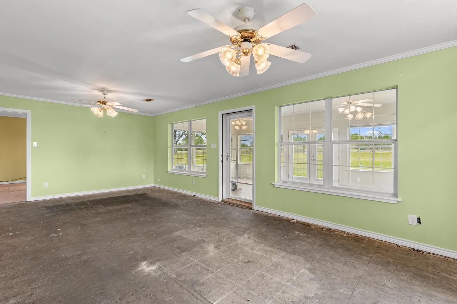 Living room into front sun room