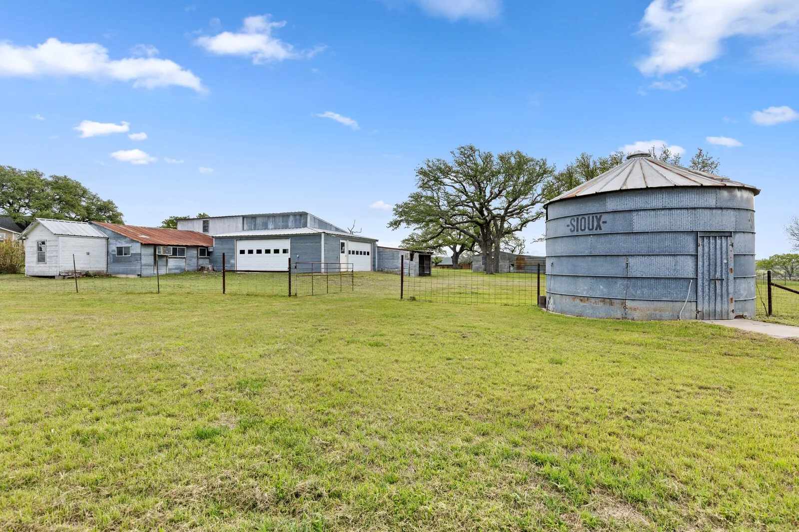 shop building and grain silo