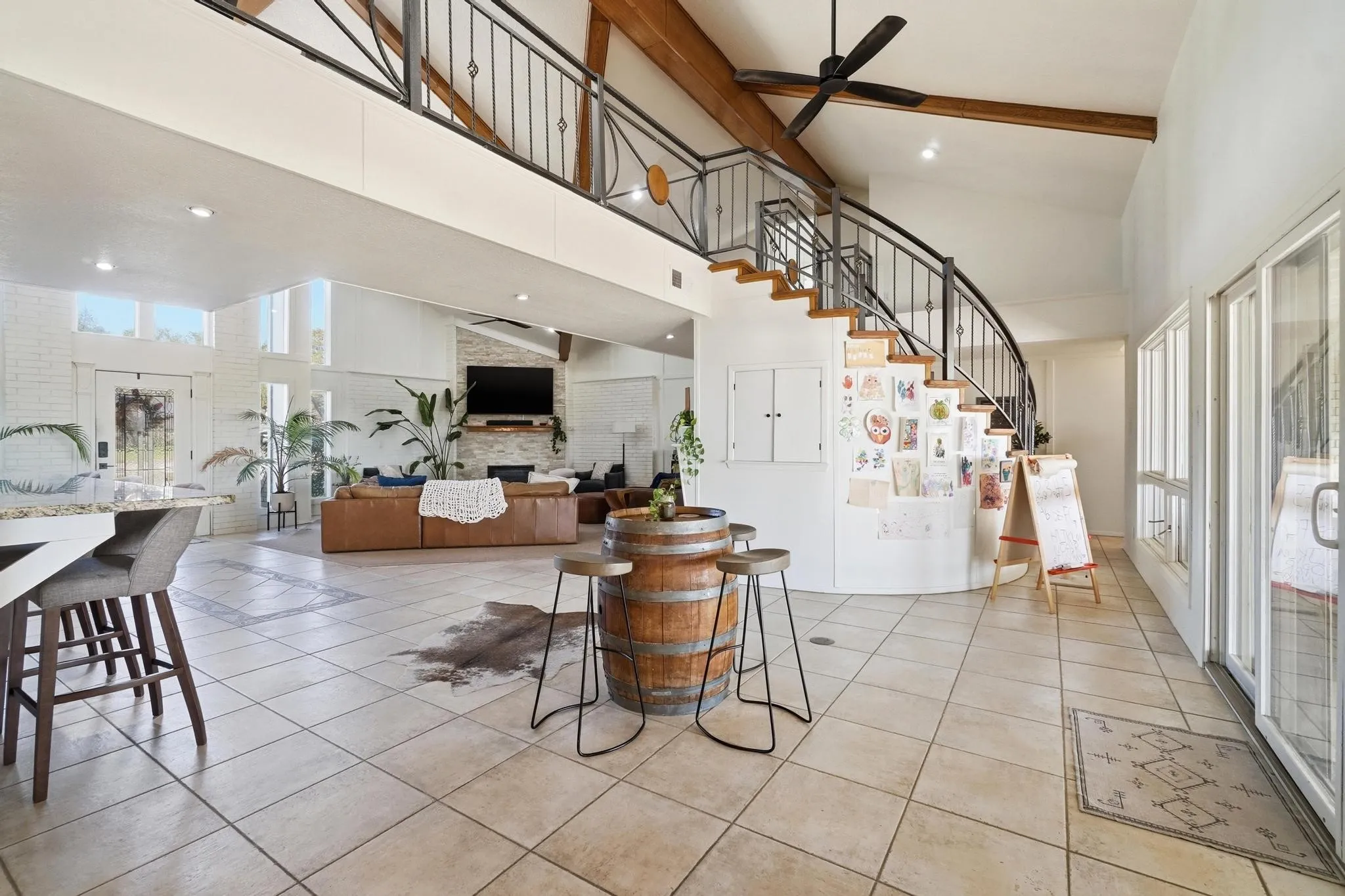 Wet bar area under staircase