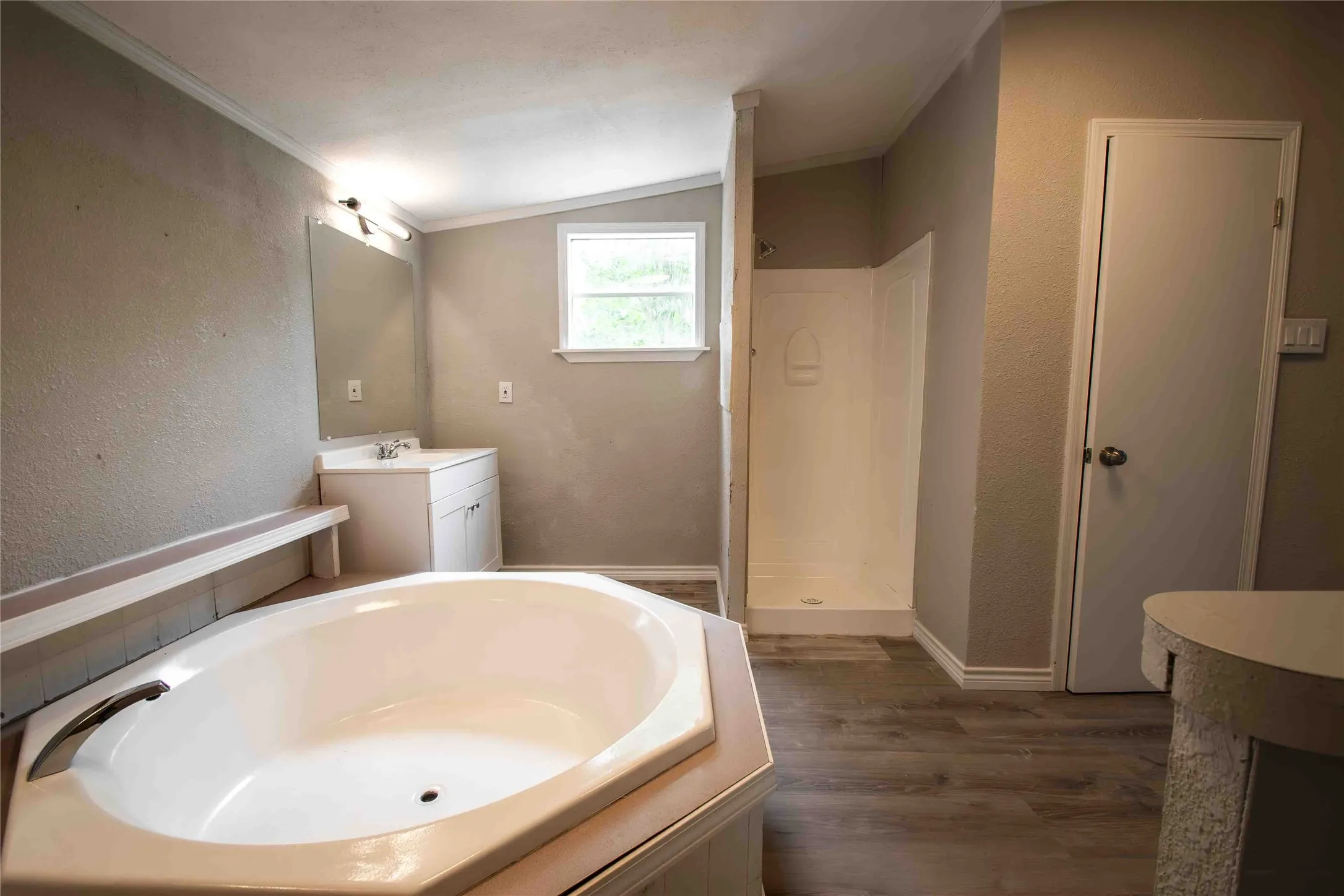 Large master with separate shower and huge tub