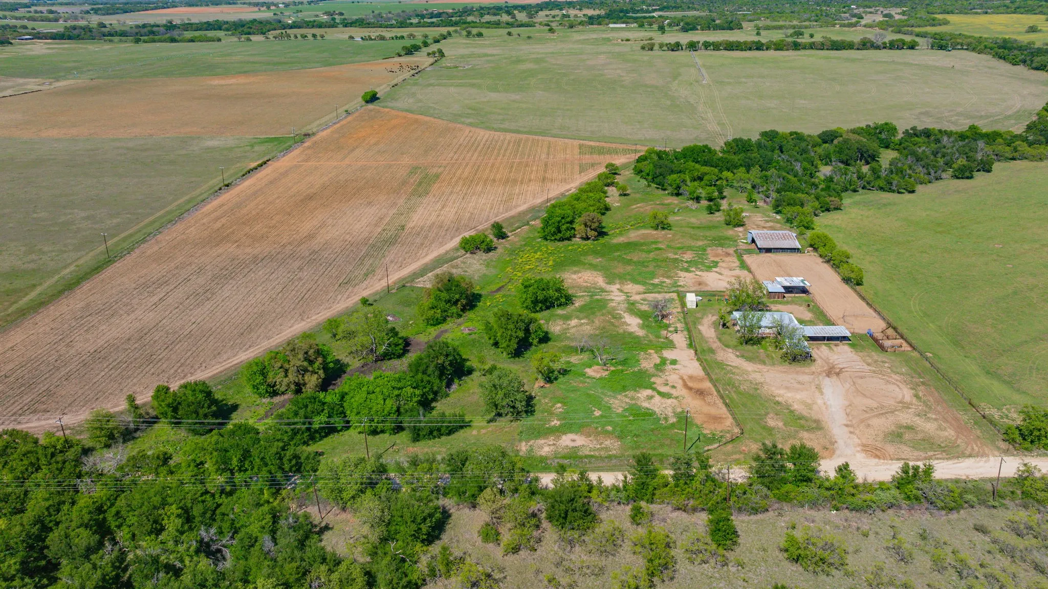 View of rural area with rows of crops